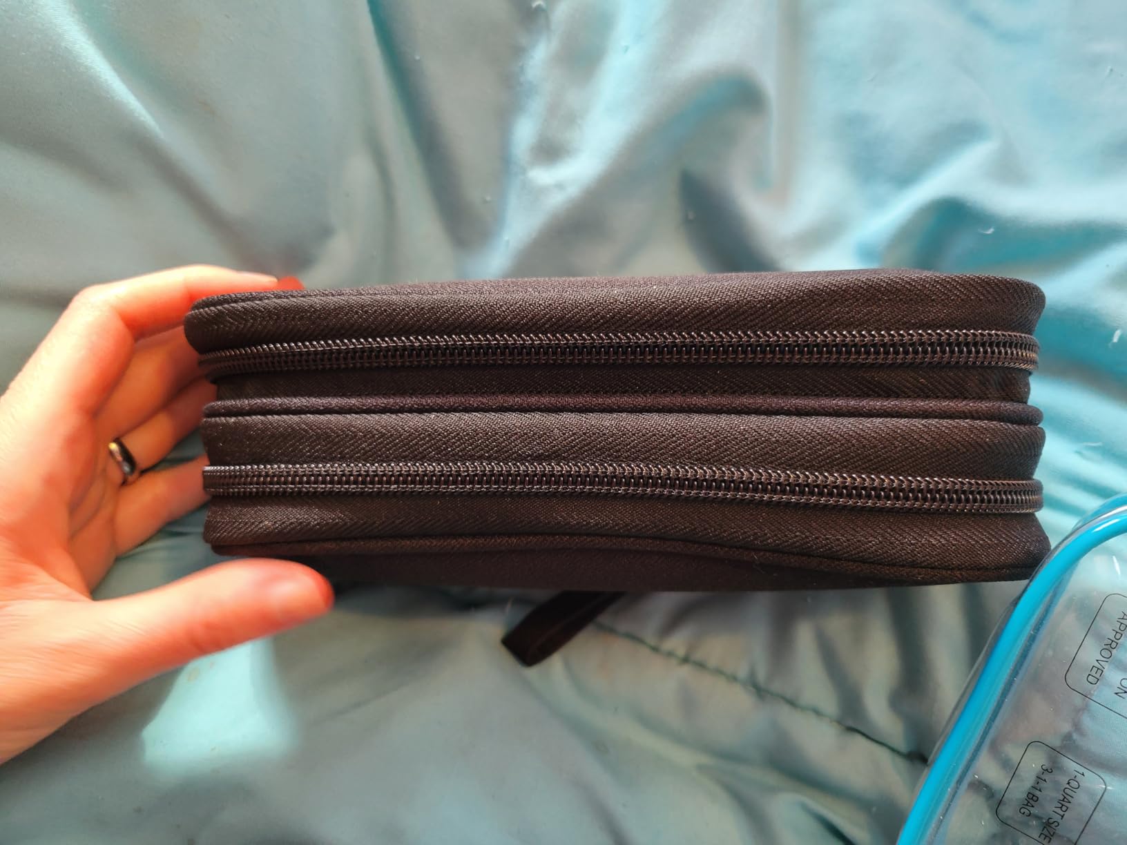 FYY Travel Cable Organizer Pouch Electronic Accessories Carry Case Portable Waterproof Double Layers All-in-One Storage Bag for Cord, Charger, Phone, Earphone Black customer photo 1
