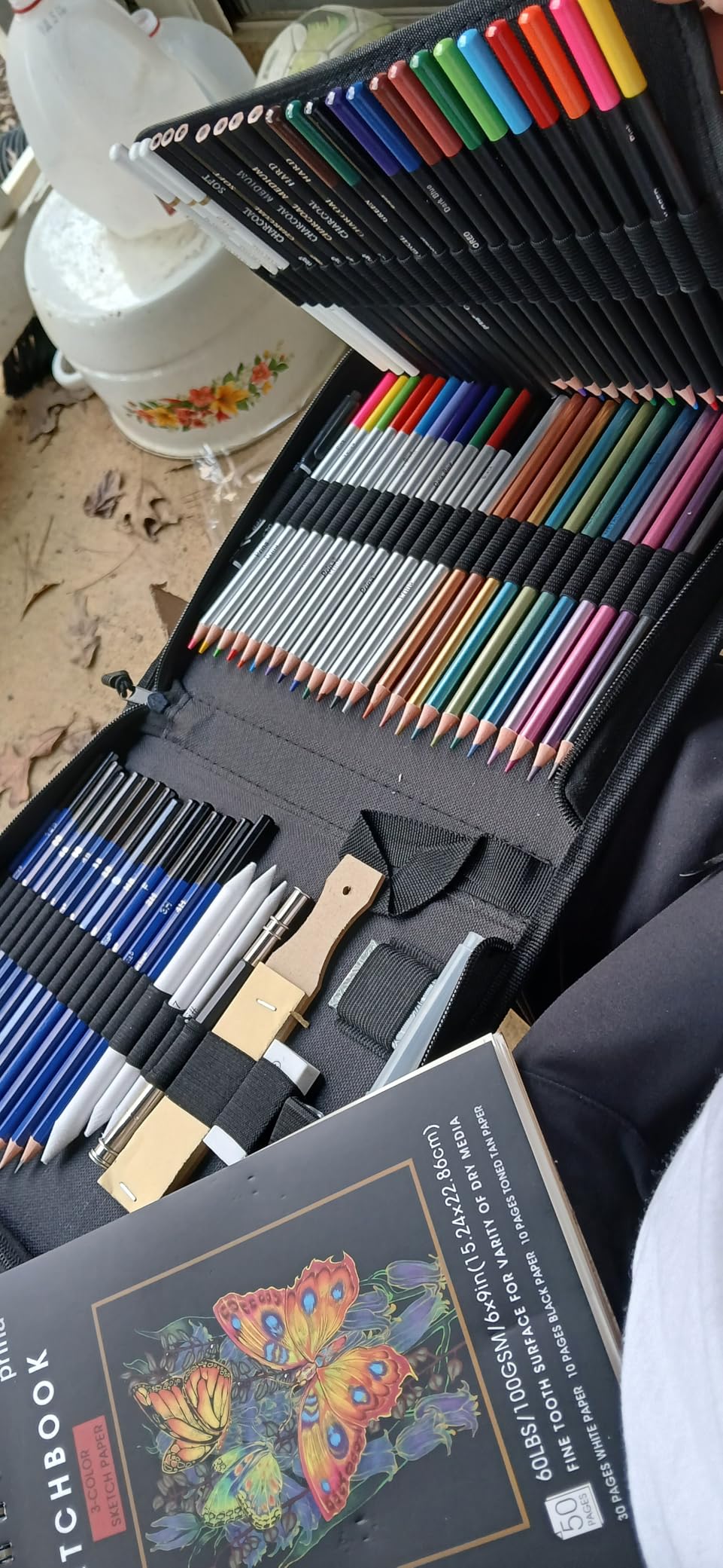 Prina 76 Pack Drawing Set Sketching Kit, Pro Art Supplies with 3-Color Sketchbook, Include Tutorial, Colored, Graphite, Charcoal, Watercolor & Metallic Pencil customer photo 1