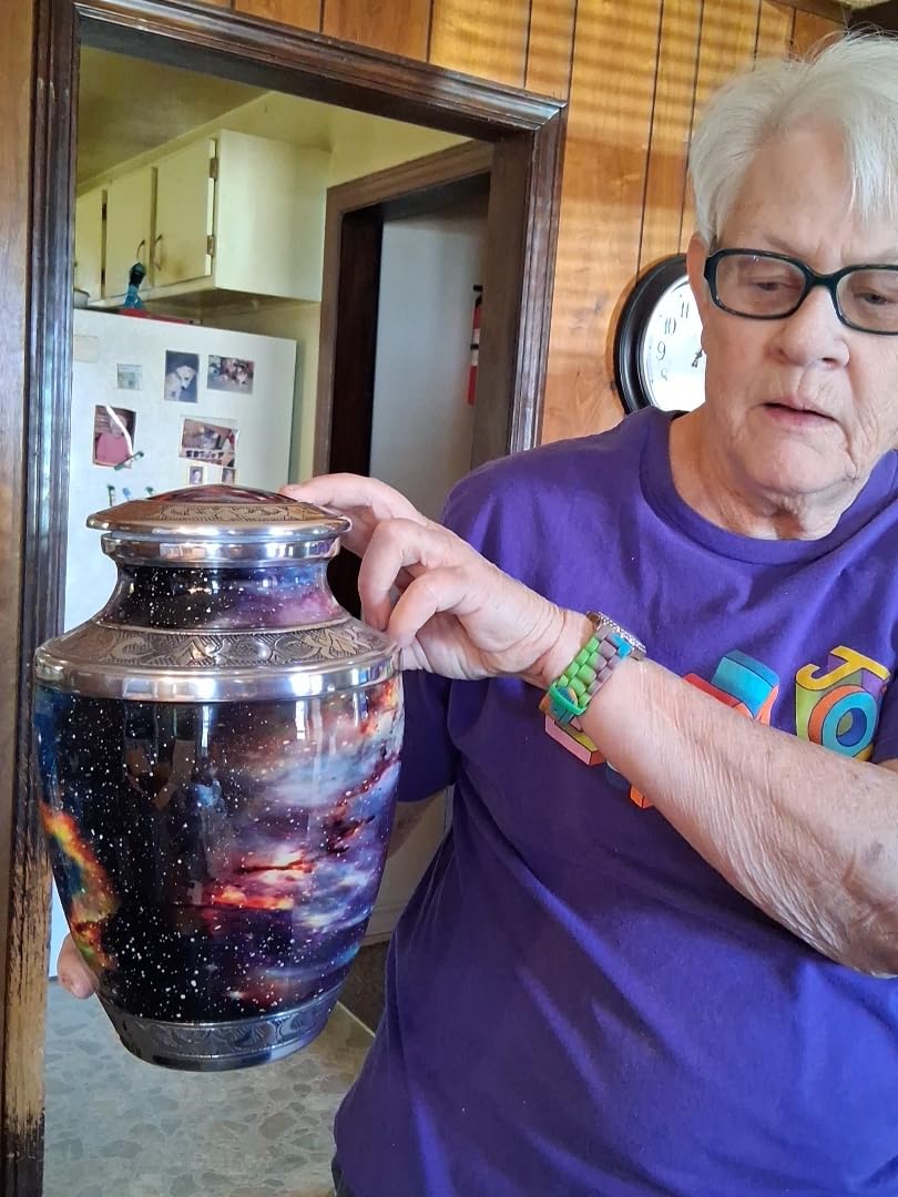 Commemorative Cremation Urns for Human Ashes Adult Male - Beautifully Handcrafted Decorative Personalized Cremation Urns for Women (Large Aurora Borealis) customer photo 1