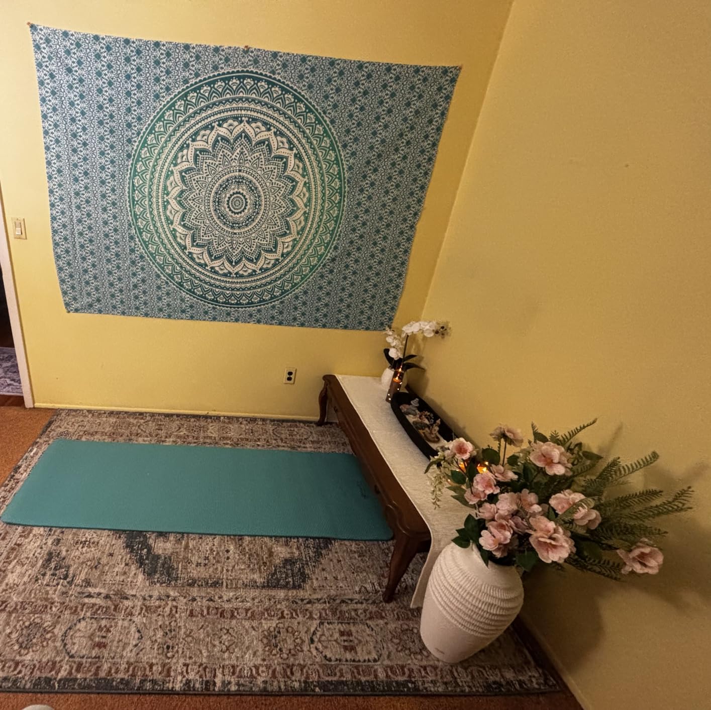 raajsee Mandala Tapestry - Boho Wall Art - 30x40 Inches - White Gold - Bedroom Decor customer photo 1