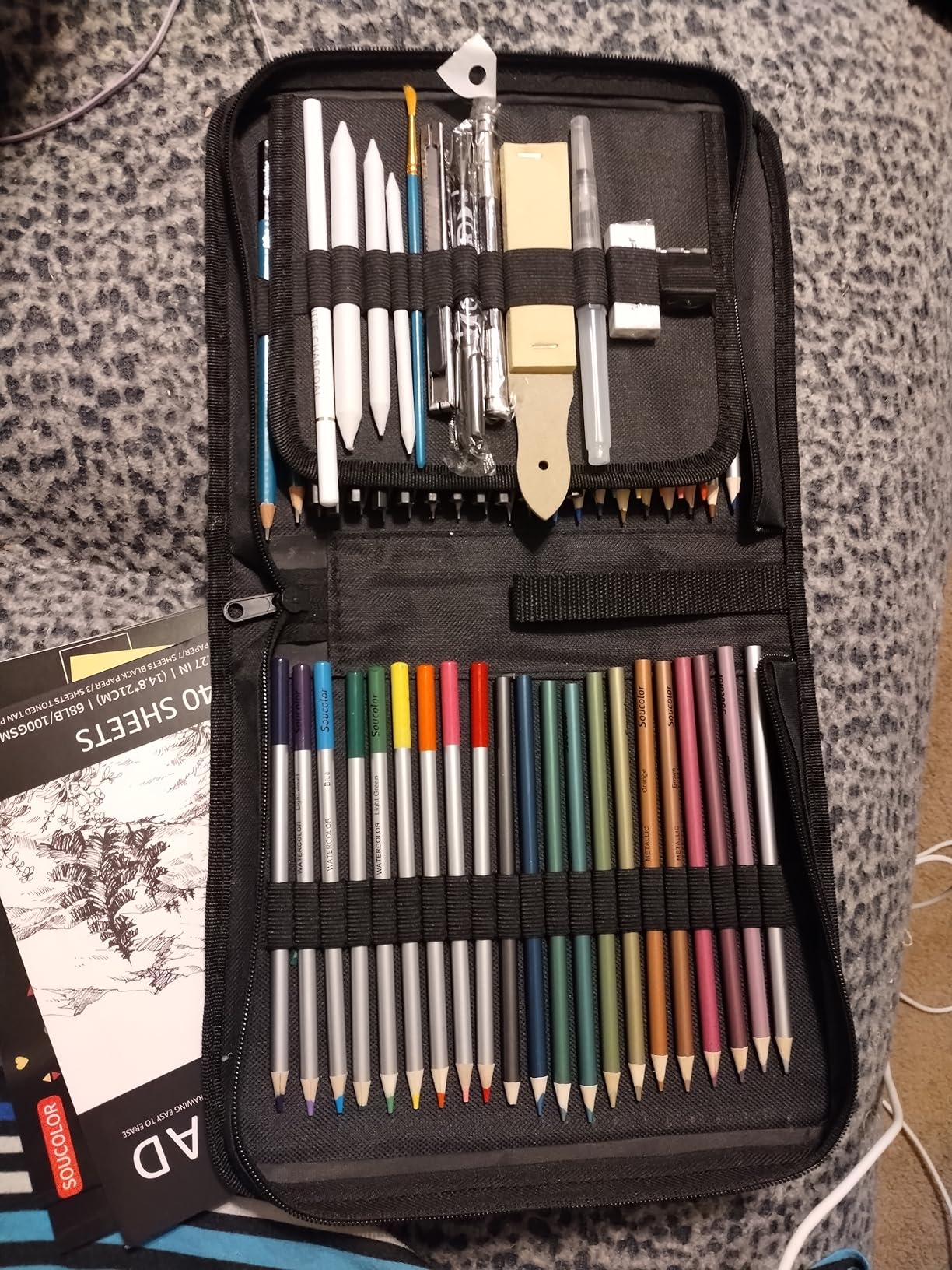 Soucolor 73 Pack Art Supplies Sketching Kit for Adults Artist Gifts, School Supplies, Drawing Sketching Pencils with Sketchbook, Coloring Book, Colored Watercolor Metallic Graphite Charcoal Pencils customer photo 2
