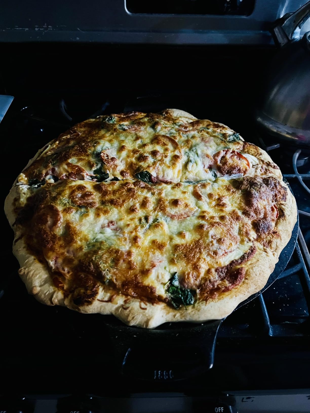 Lodge Seasoned Cast Iron Pizza Pan - Pre-Seasoned, Round Pizza Pan with Dual Assist Handles - Even Heat Distribution- PFAS-Free, Non-Toxic Cookware - Oven Safe - 15 Inch customer photo 1