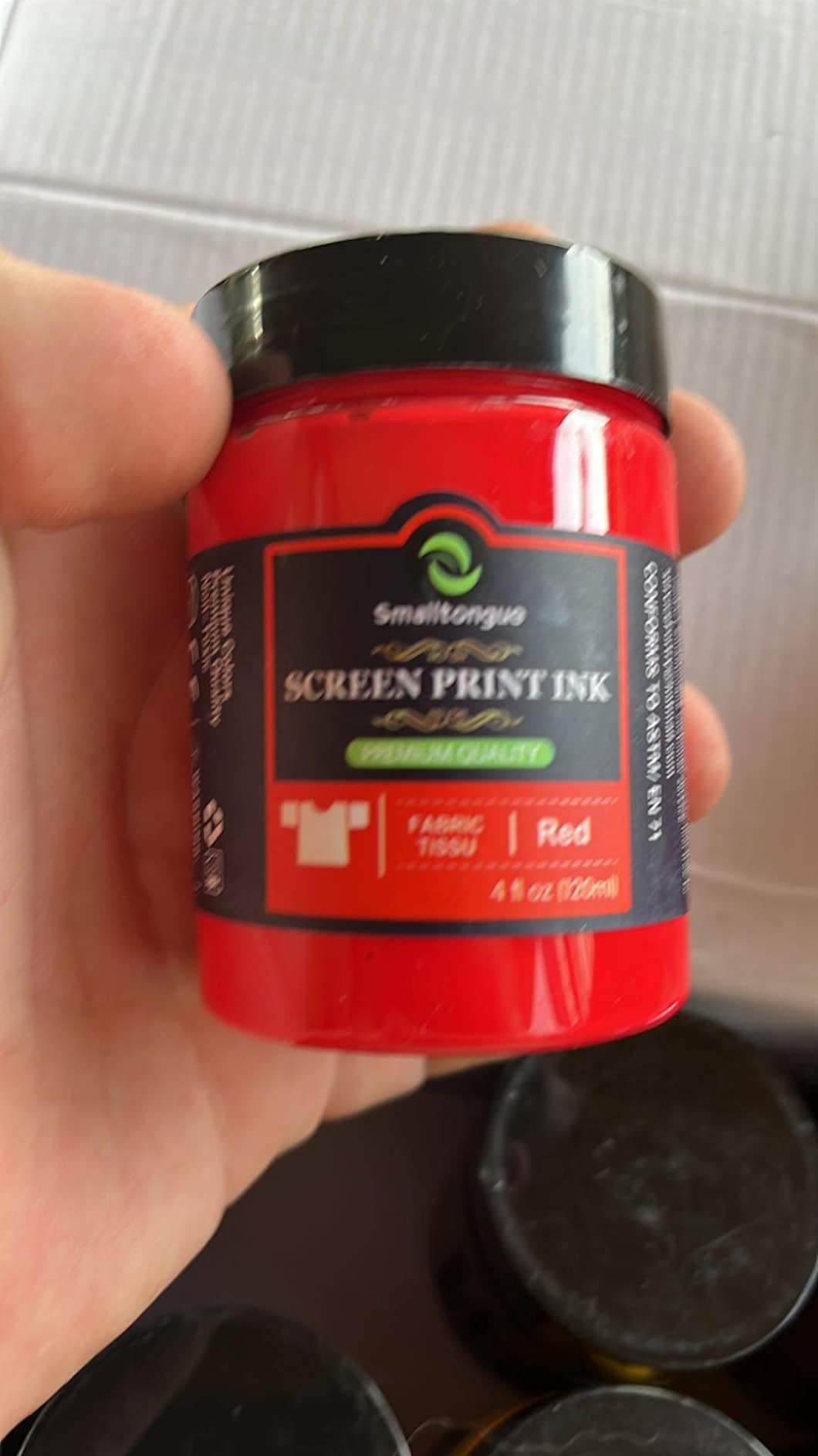 Smalltongue Fabric Screen Printing Ink, 8 Colors x 4 fl oz(120ml), Chalk Paste Paint for Silk Screen, Transfer Paste for Screen Print, for DIY Home Decor, Fabric, Shirts, with Gift Packing customer photo 1