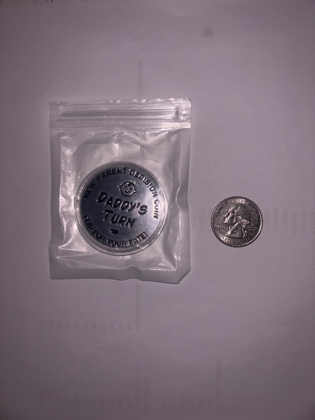 New Dad Mom Gifts Funny Decision Making Coin, New Baby Gift for Parent Mummy Daddy Pregnancy Women First Time to be Moms Dads Mother's Day Father's Day Gifts Double Sided customer photo 1