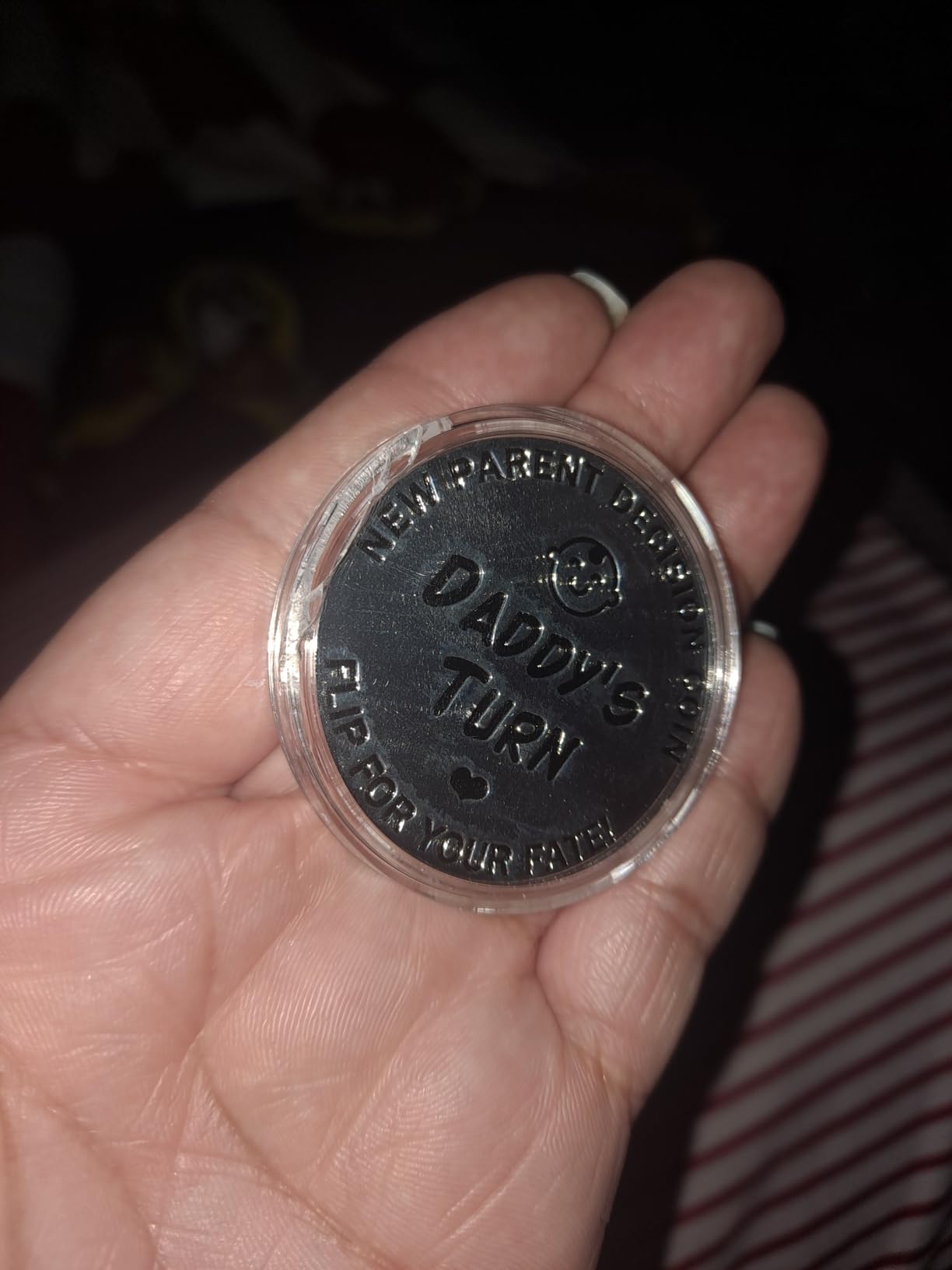 New Dad Mom Gifts Funny Decision Making Coin, New Baby Gift for Parent Mummy Daddy Pregnancy Women First Time to be Moms Dads Mother's Day Father's Day Gifts Double Sided customer photo 2