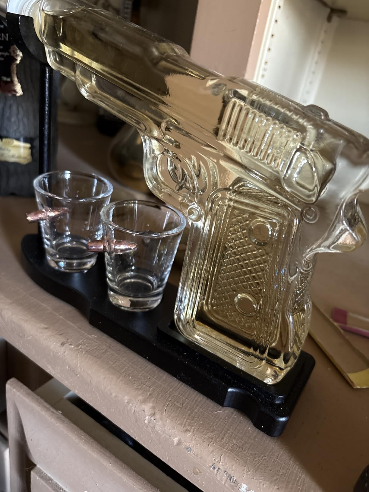 Whiskey Gun Decanter Set + 2 Bullet Glasses - Birthday Pistol Gifts for Men, Whiskey Gifts for Dad customer photo 1