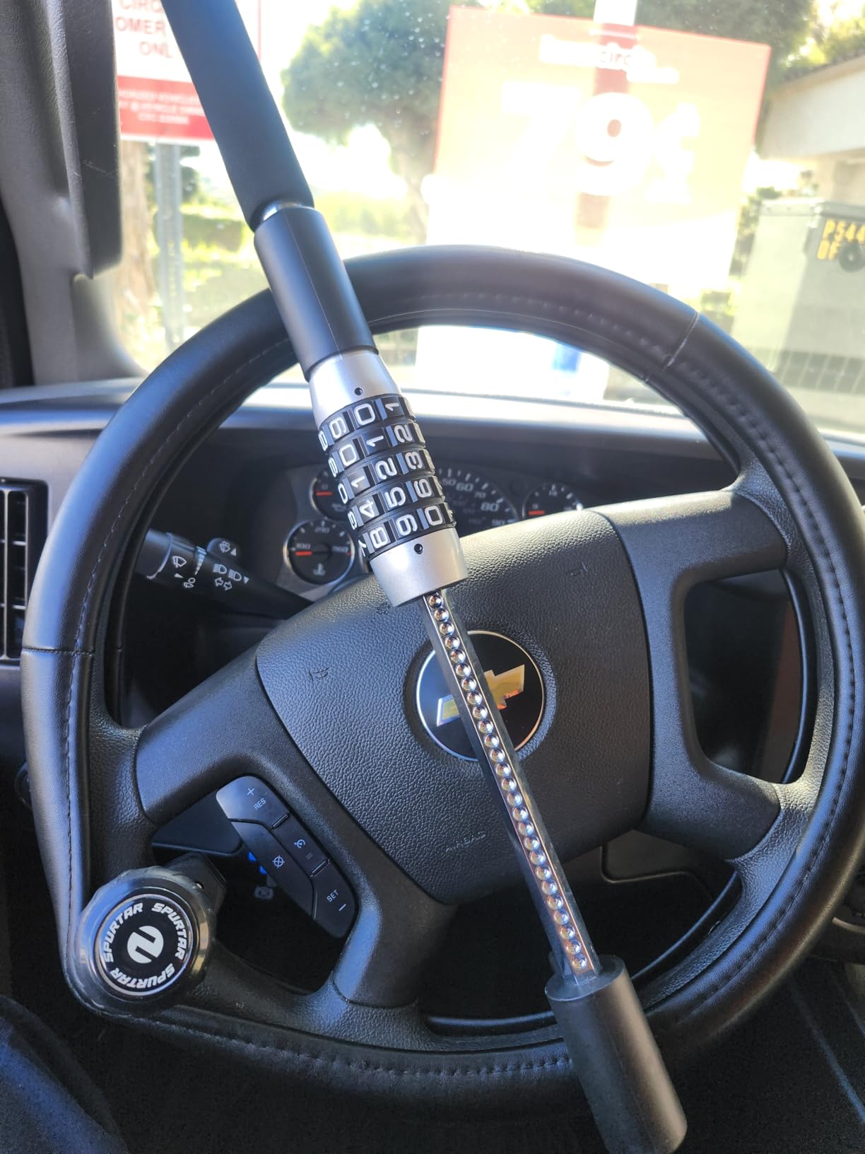 Tevlaphee Steering Wheel Lock, Car Lock Anti Theft Keyless Extendable Retractable Password 5 Coded Combination Lock, Heavy Duty Universal Fit customer photo 1