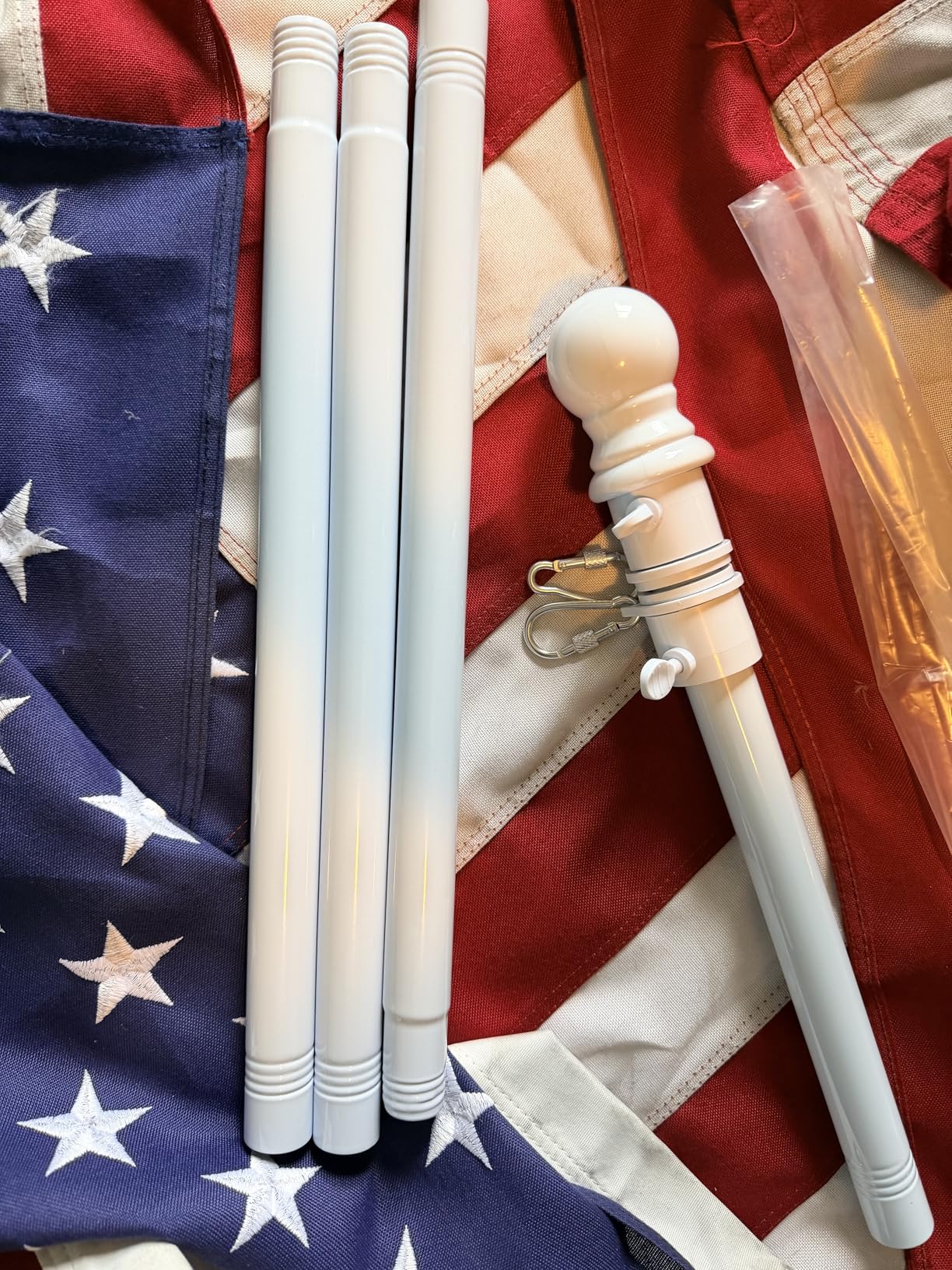 Barcetine Black Flag Poles for Outside House - 5ft Tangle Free Flag Pole for House,Heavy Duty Metal Flagpole,Outdoor Flagpoles Residential for Porch,Fence (Without Bracket) customer photo 2