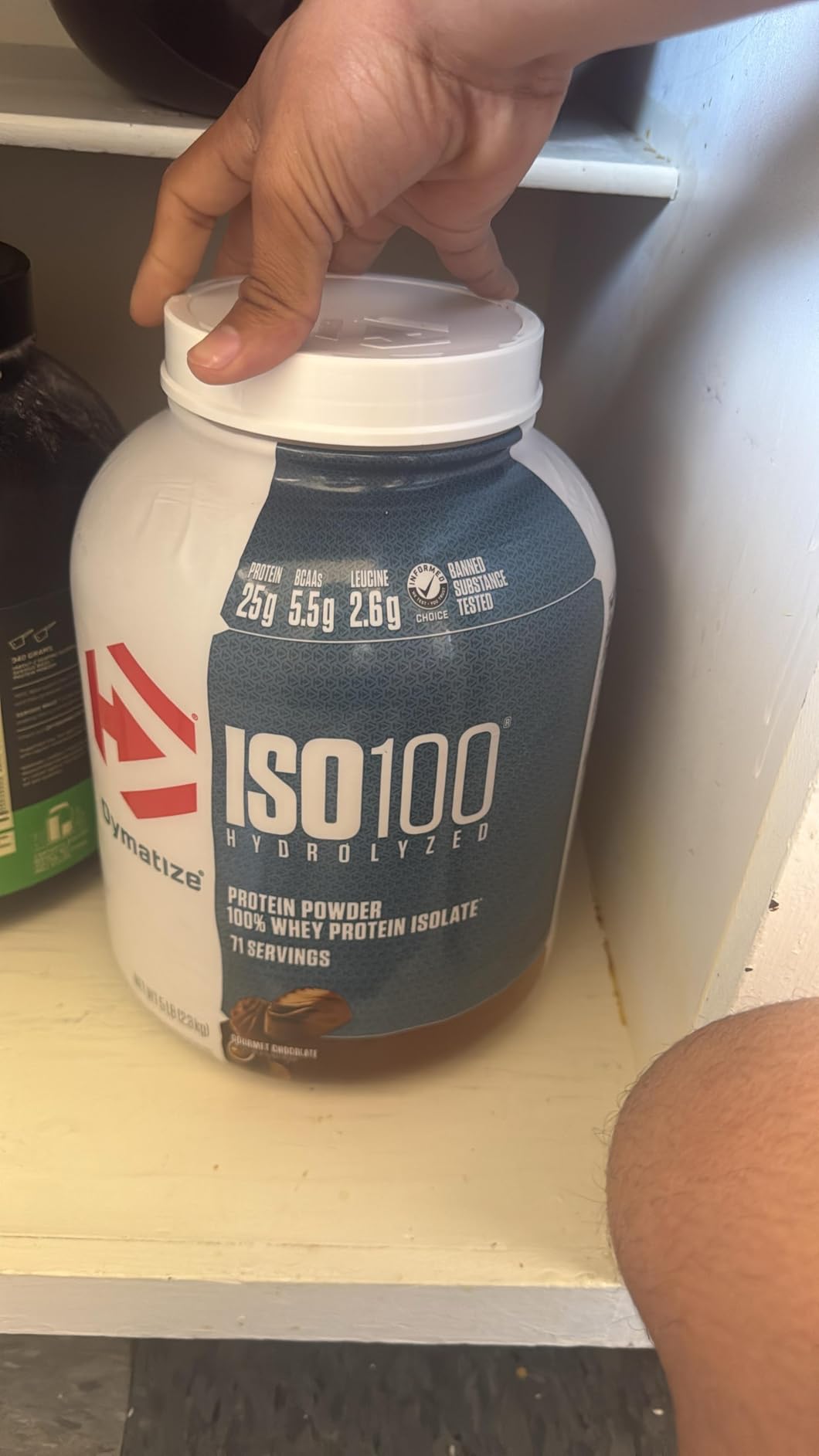Dymatize ISO100 Whey Protein Powder Isolate, Gourmet Chocolate, 25g of Protein, 20 Servings, 5.5g BCAAs, Less Than 120 Cal., Gluten Free, 1g Fat, 1g Sugar, 2g Carb customer photo 1