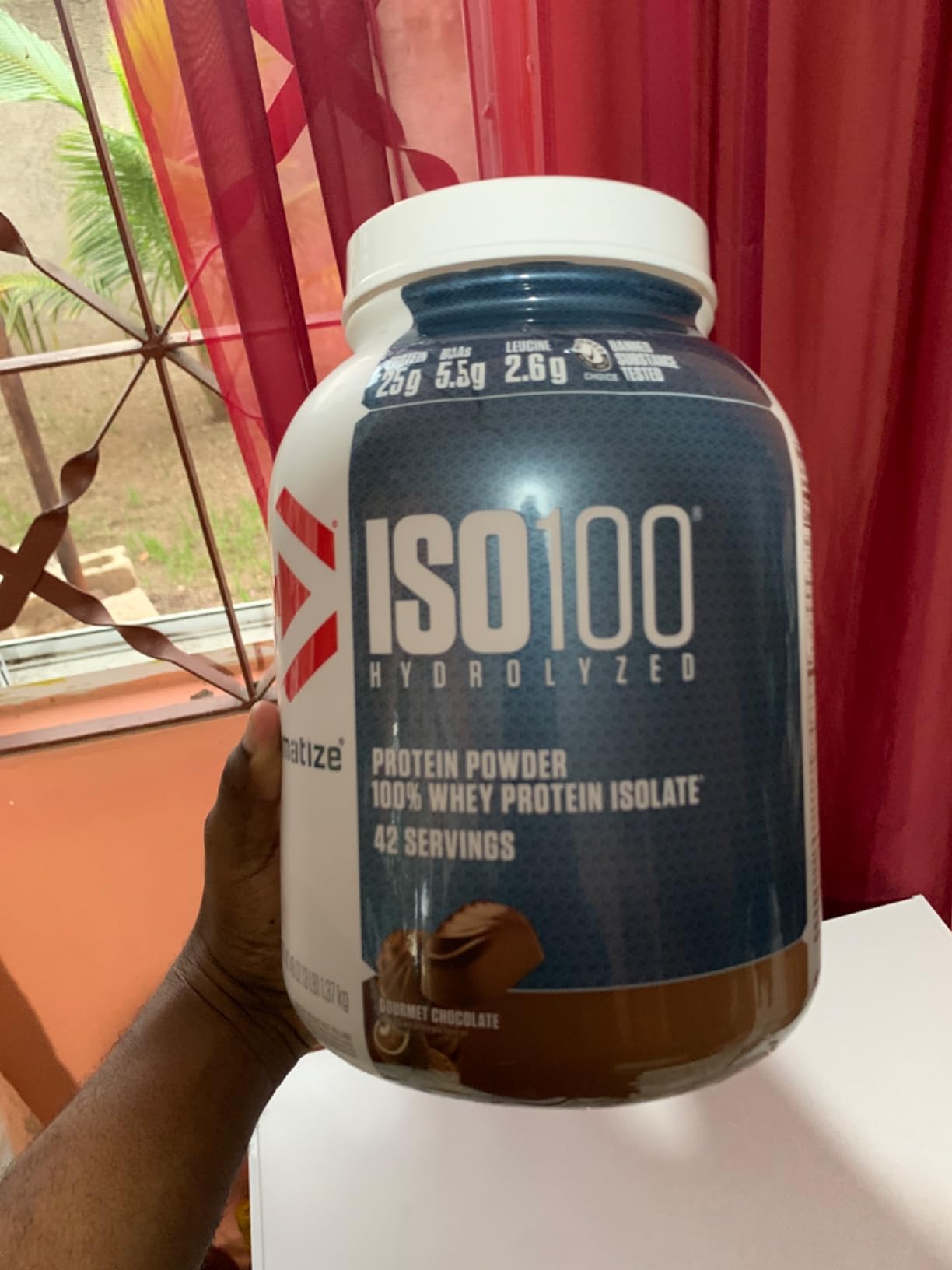 Dymatize ISO100 Whey Protein Powder Isolate, Gourmet Chocolate, 25g of Protein, 20 Servings, 5.5g BCAAs, Less Than 120 Cal., Gluten Free, 1g Fat, 1g Sugar, 2g Carb customer photo 2