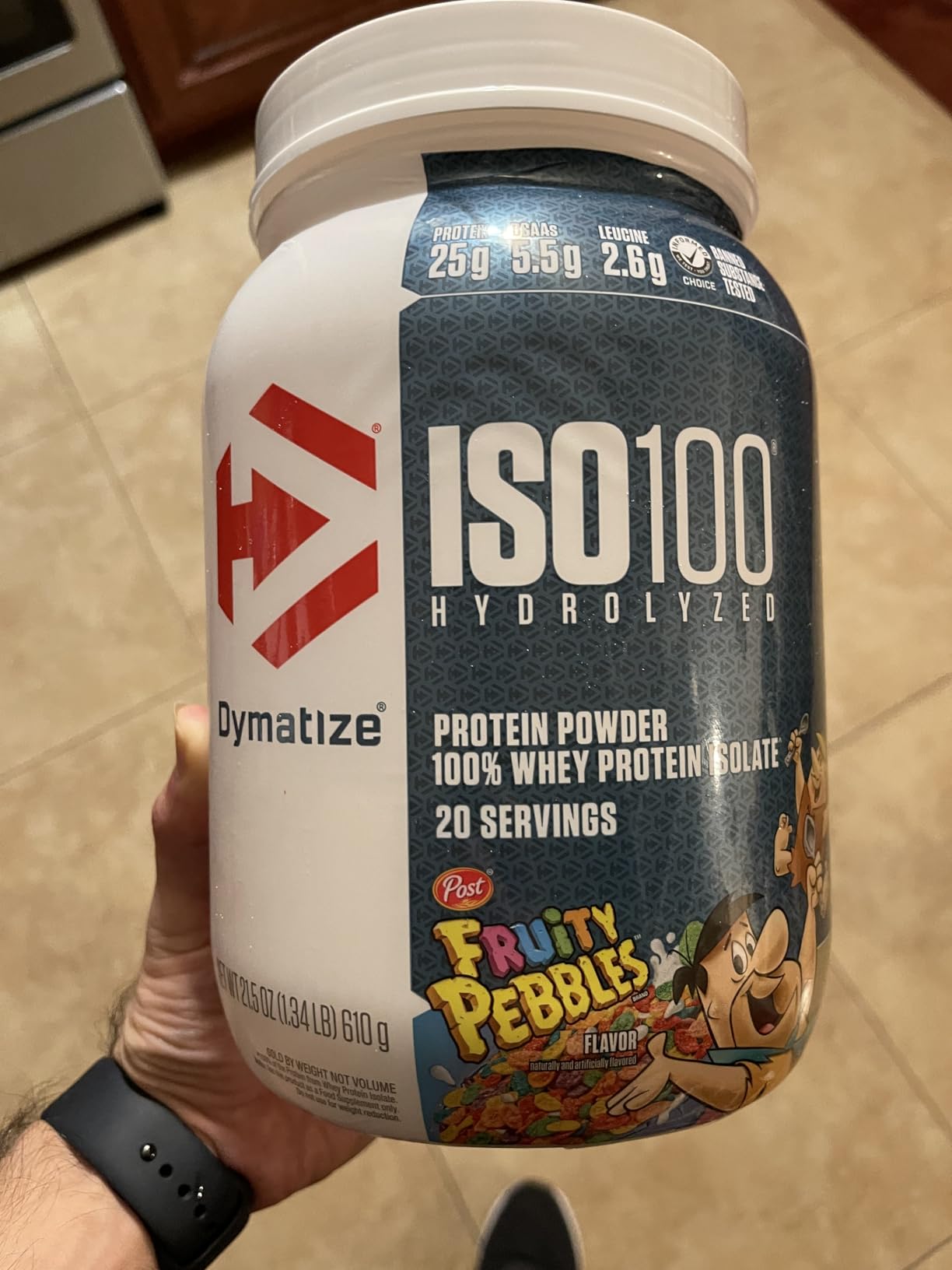 Dymatize x Fruity Pebbles ISO100 Whey Protein Powder Isolate, 25g of Protein, 20 Servings, 5.5g BCAAs, 120 Cal., Gluten Free, 1g Fat, 1g Sugar, 2g Carb customer photo 1