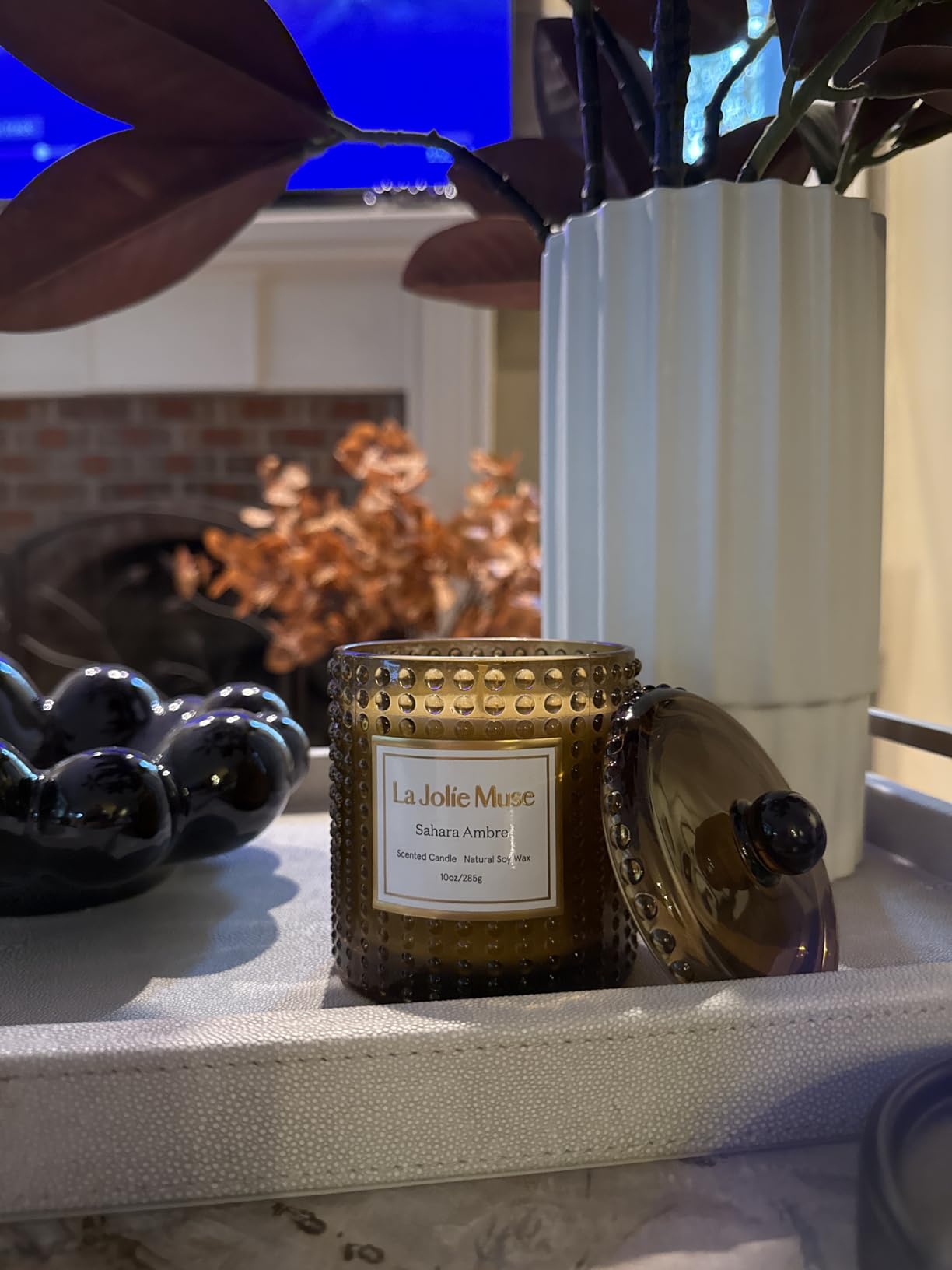 LA JOLIE MUSE Sahara Amber Scented Candle | Bergamot, Clove & Amber | 10 oz Soy Candle | Natural Soy Wax | 55 Hours Clean Burn | Gift-Ready for Cozy Nights | Elevated Home Décor customer photo 2