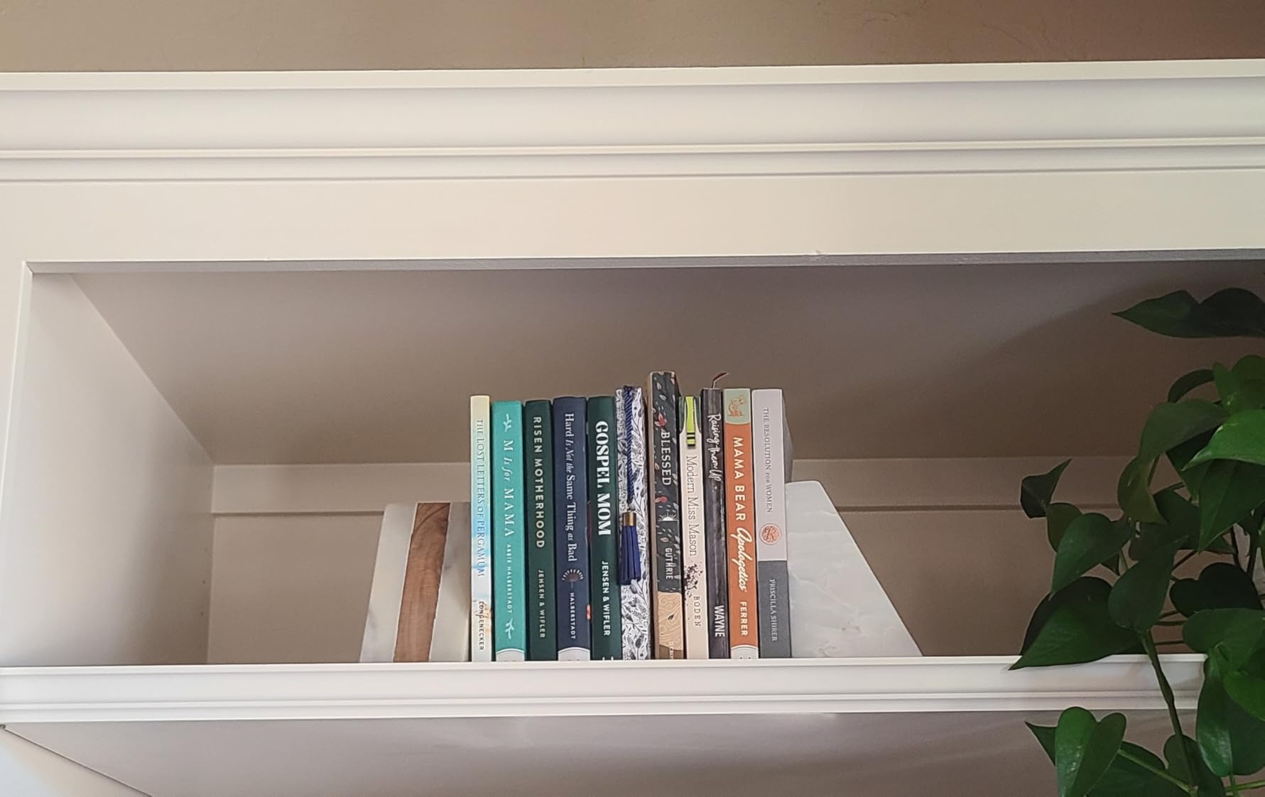 Main + Mesa Marble Geometric Bookends with Wood Inlay, White customer photo 2