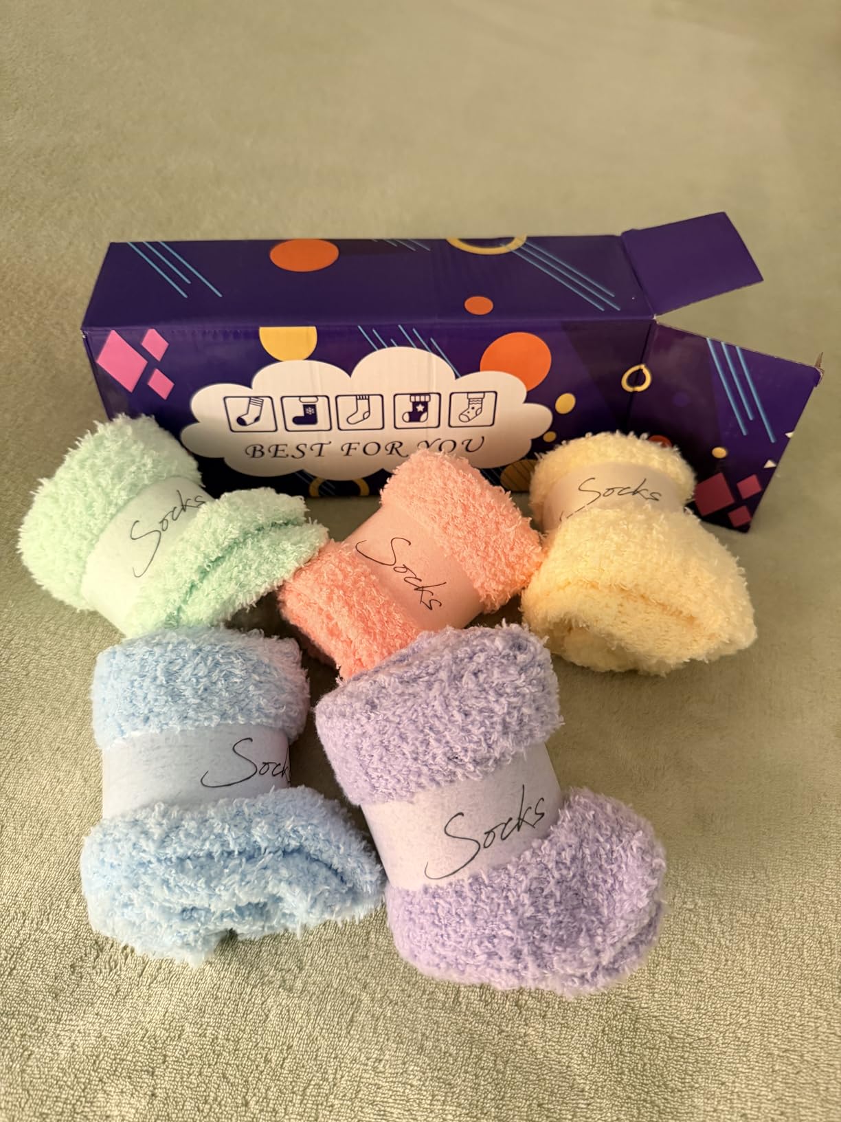 LINEMIN Womens Fuzzy Socks Cozy Fluffy Winter Warm Slipper Socks Microfiber Soft Home Sleeping Socks customer photo 1