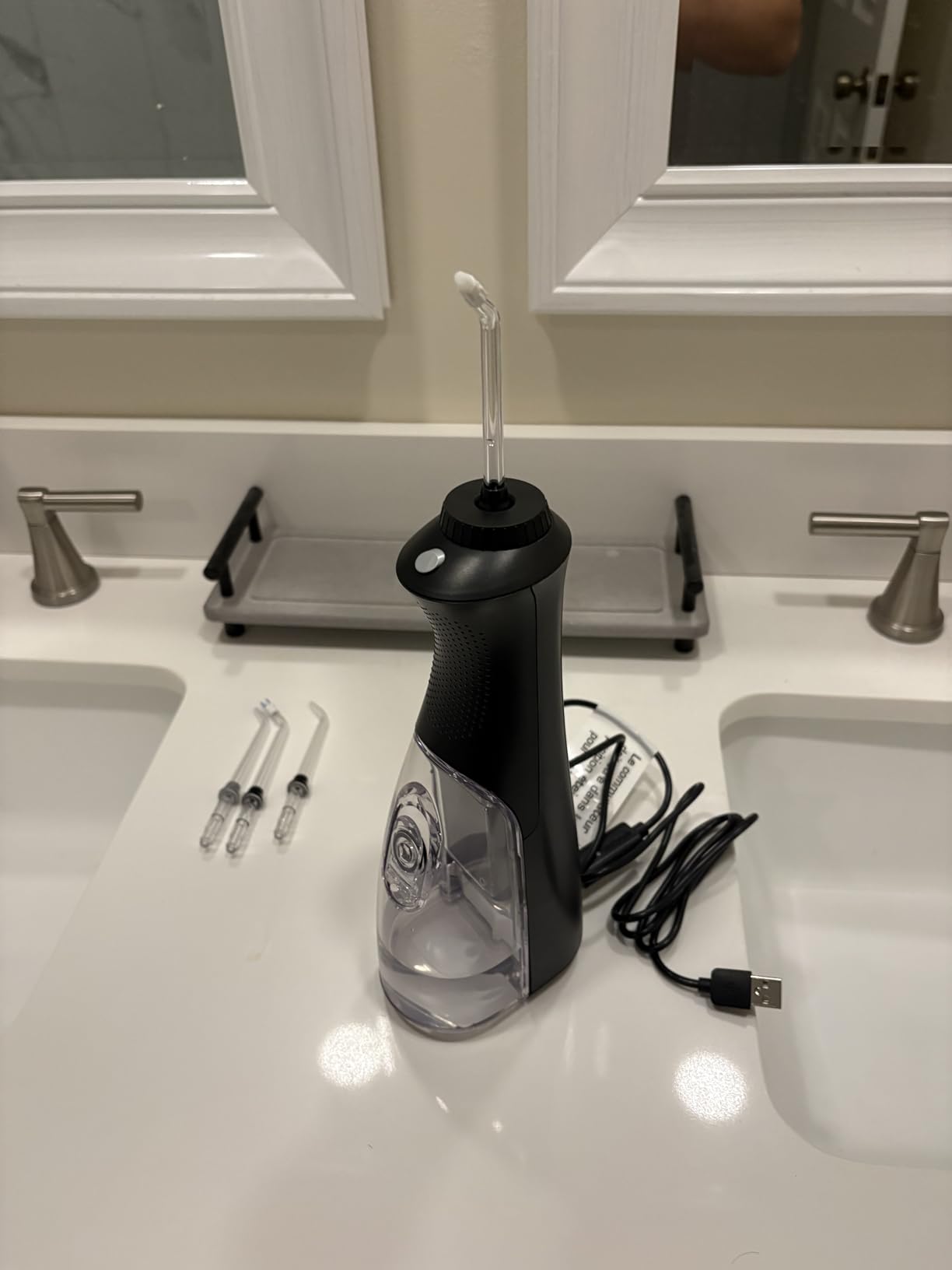 Waterpik Cordless Pearl Rechargeable Portable Water Flosser for Teeth, Gums, Braces Care and Travel, Extra Quiet, 4 Flossing Tips - ADA Accepted, WF-13 White customer photo 1