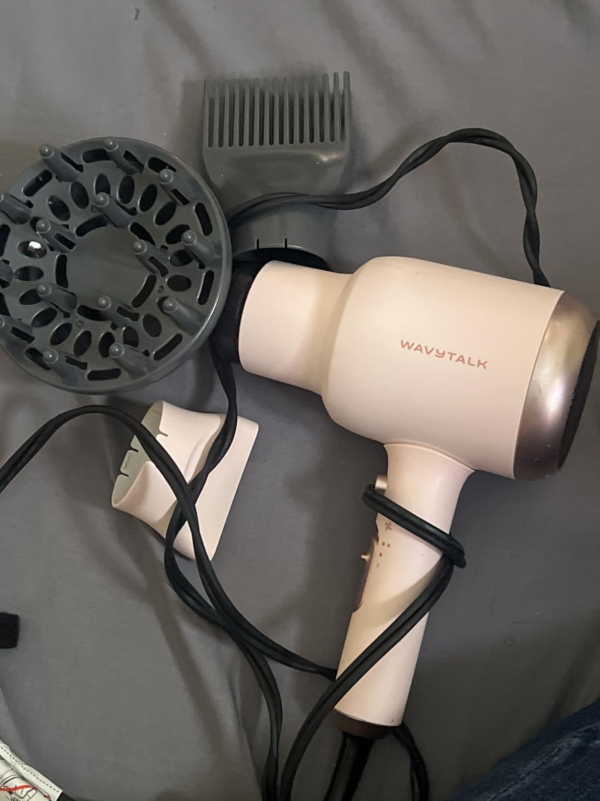 Wavytalk Hair Dryer, Blown Away Ionic Hair Dryer for Curly Hair with Diffuser, 1875W Fast Drying Blow Dryer with Ceramic Technology, 3 Attachments for All Hair Types, Light and Quiet, Rose Gold customer photo 2