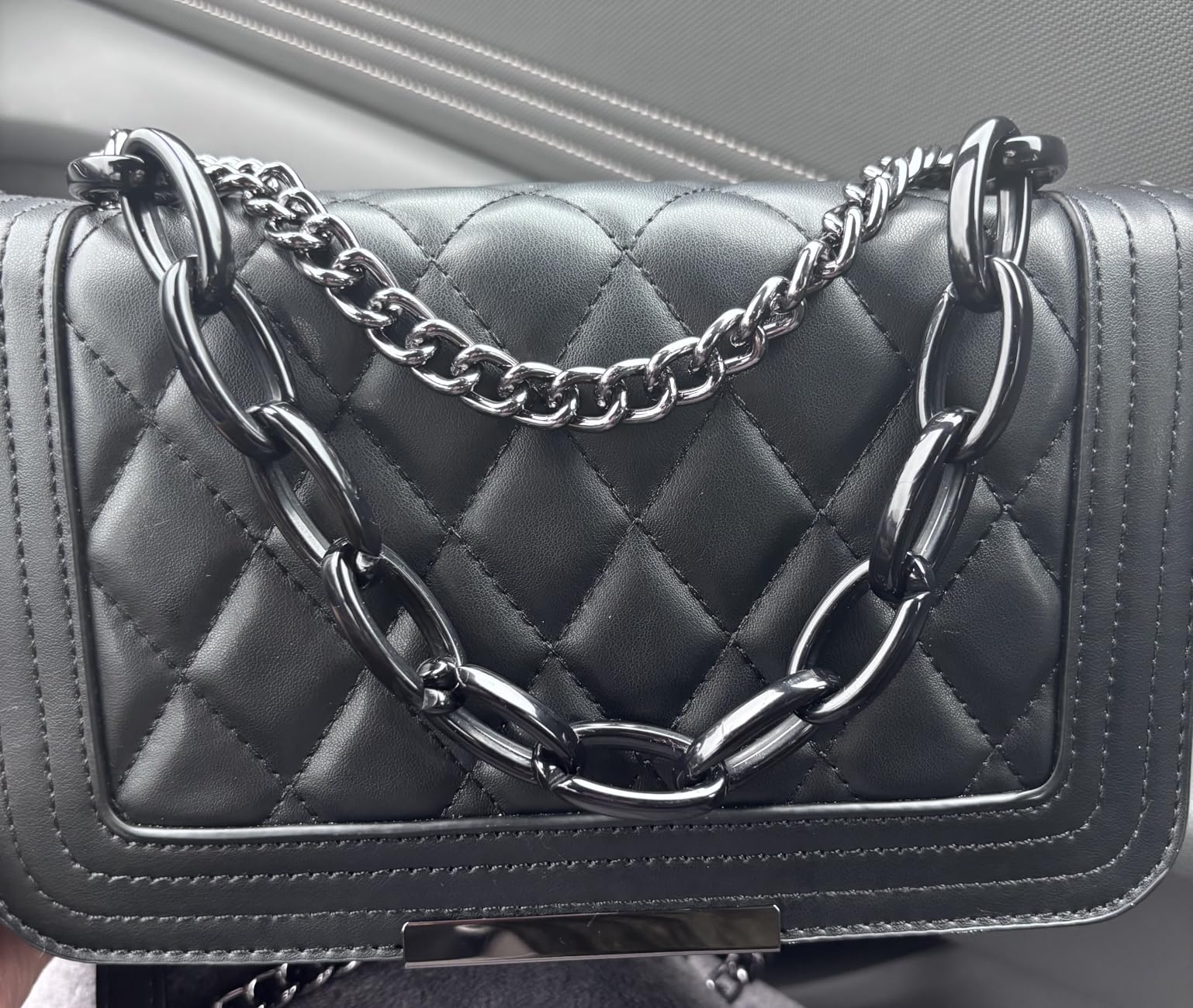 lola mae Crossbody Bags for Women Fashion Quilted Shoulder purse with Convertible Chain Strap Classic Satchel Handbag customer photo 1