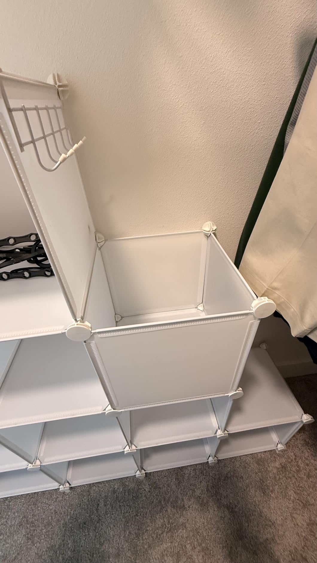 AWTATOS Cube Storage Organizer Storage 12 Cube Bookshelf DIY Plastic Closet Clothes Storage Shelves with Wooden Mallet, Stackable Storage Solution for Home, Bedroom, White customer photo 1