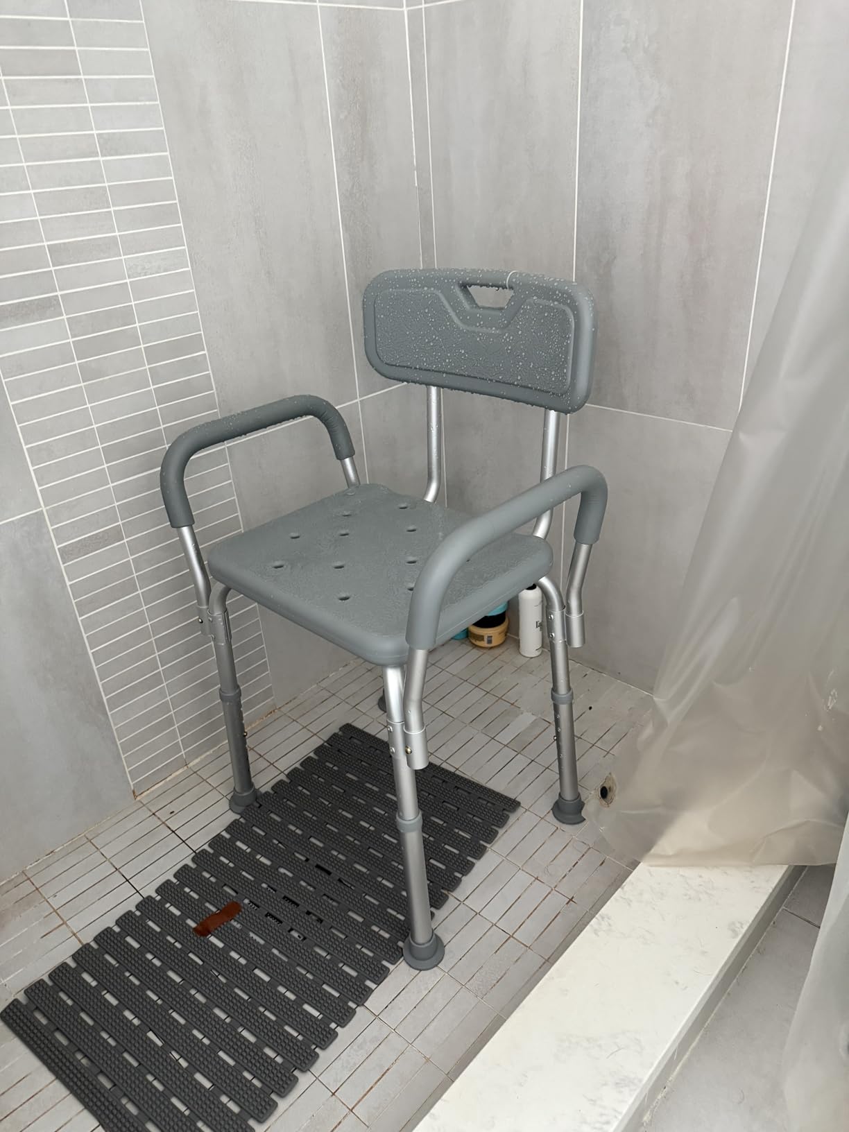 Medline Shower Chair with Backrest and Padded Armrests - 350 lb. capacity, Bath Bench, Seat, Stool for Independent Adult, Seniors, Elderly & Disabled Patients customer photo 2