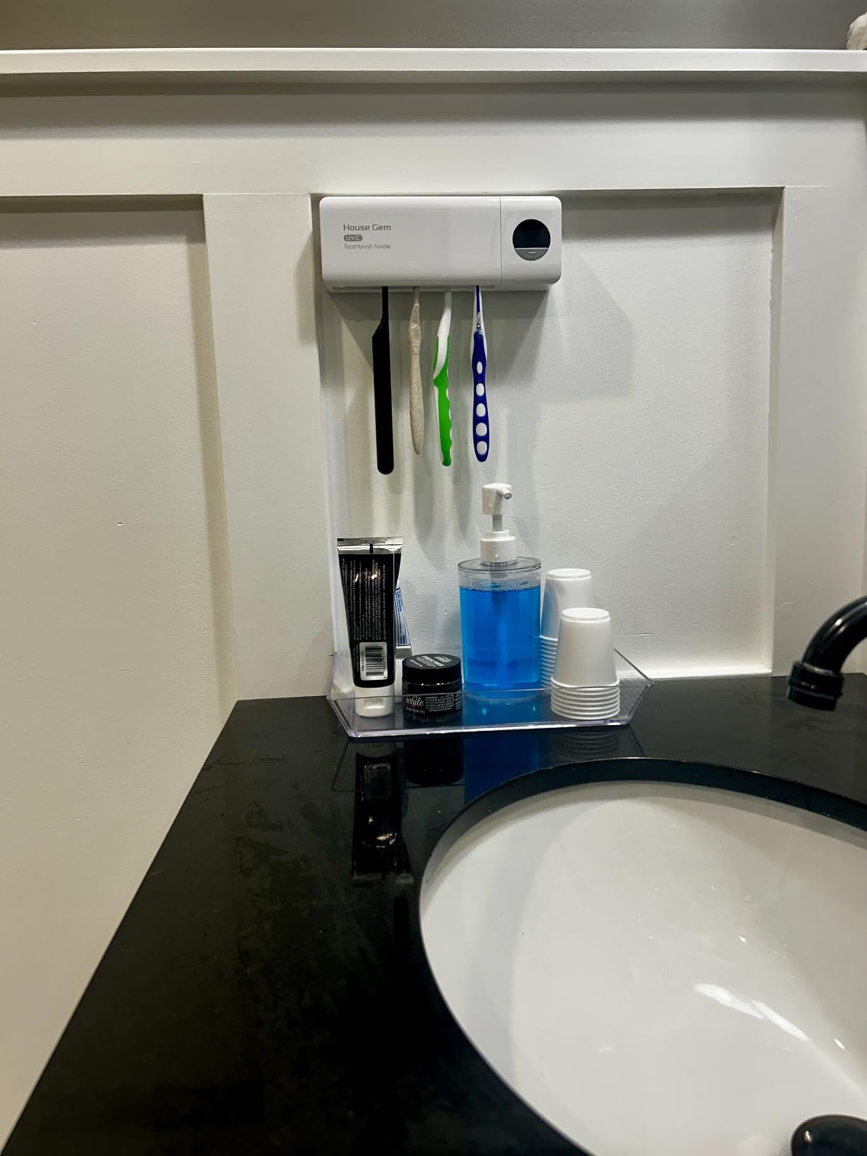 HouseGem Toothbrush Holder, Timer Function, 2000mAh Rechargeable Cordless Wall-Mounted Bathroom (White) customer photo 1