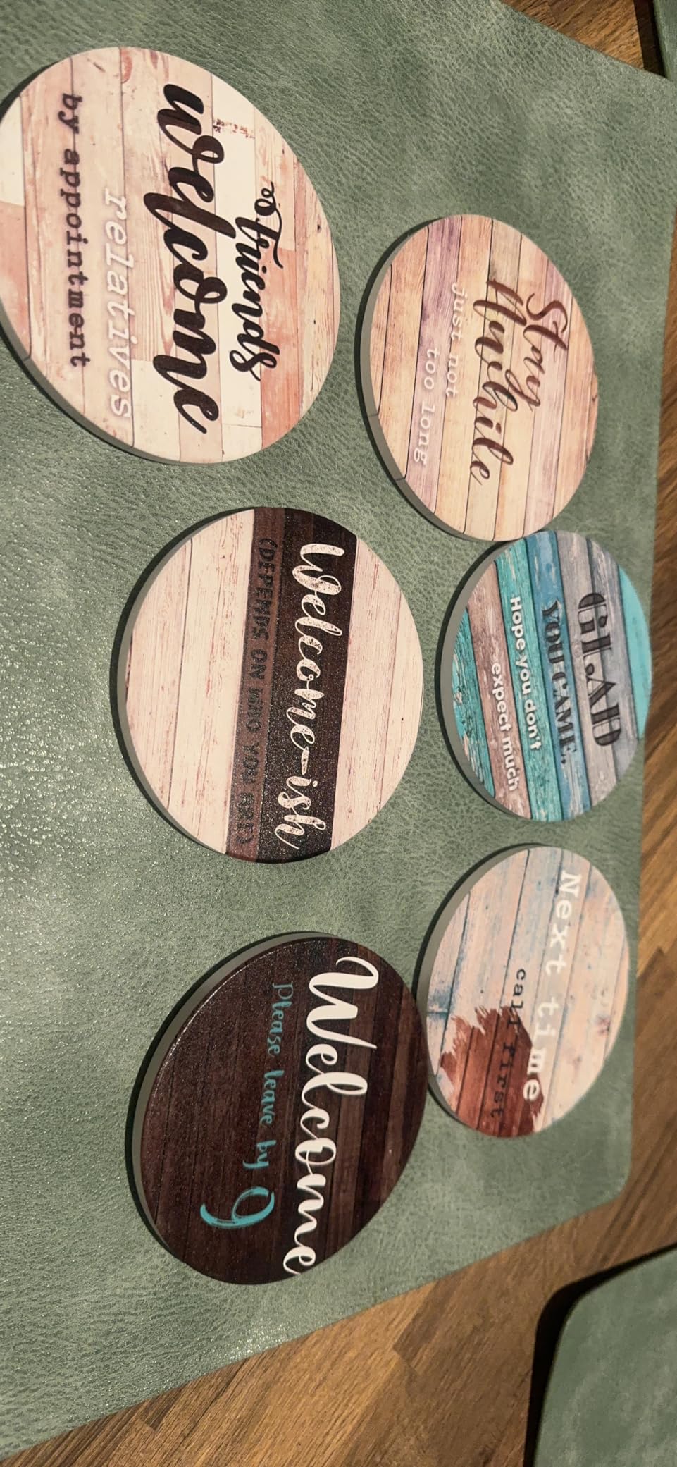 Funny Coasters - House Warming Gifts New Home - Housewarming Gifts for Women, Men, Couple, New Homeowner - Farmhouse Bar Coasters for Drinks with Holder - First Apartment Essentials customer photo 1