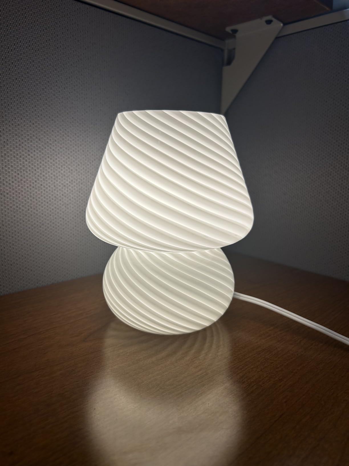 BSOD Pink Mushroom Lamp,Glass Mushroom Bedside Table Lamps Translucent Murano Vintage Style Striped Small Nightstand Desklamp Swirl Light for Home Decor, Dining, Living, Bedroom, Gift (Stripe Pink) customer photo 2