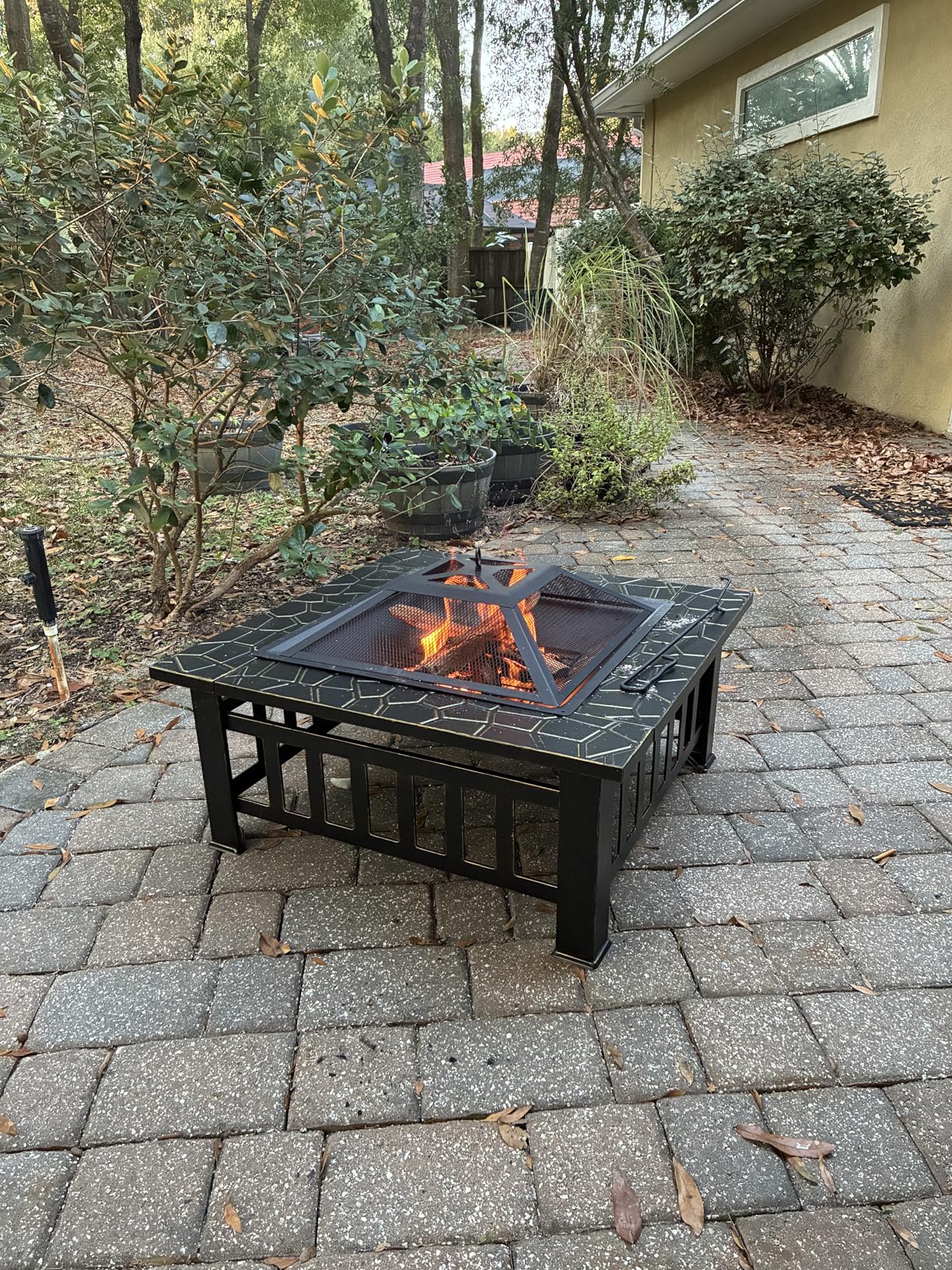 Devoko Outdoor Fire Pit, 32 Inch Firepit Table Metal Outdoor Fireplaces with Waterproof Cover for Outside Patio Camping (Black) customer photo 2