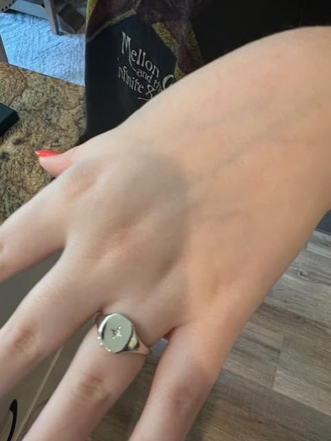 14K Gold Plated Engraved Signet Ring with North Star customer photo 1