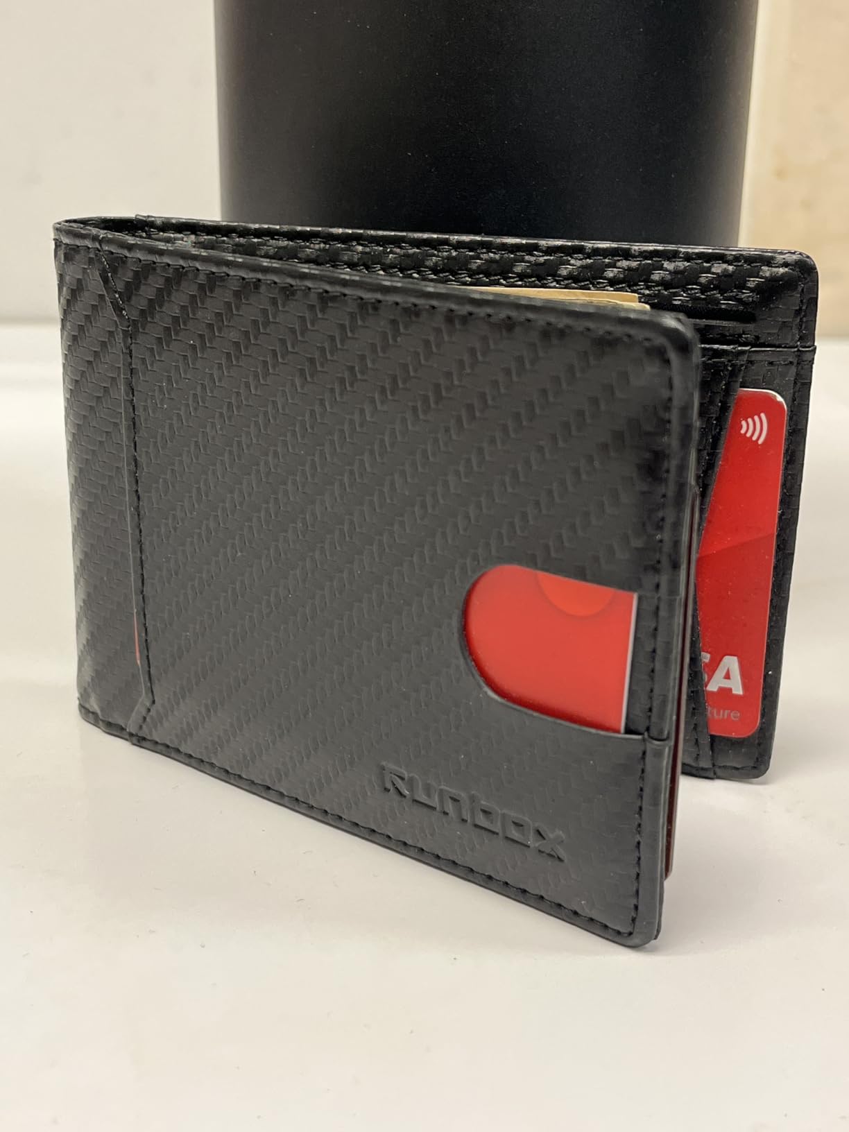 RUNBOX Slim Wallets for Men - Leather Money Clip Mens Wallet - RFID Blocking Front Pocket Bifold Wallet - Thin Credit Card Holder with Gift Box customer photo 2
