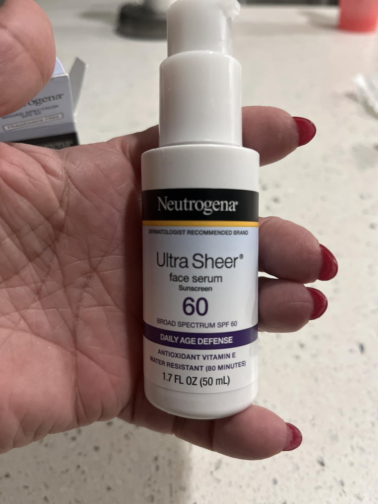 Neutrogena Ultra Sheer Face Sunscreen with Vitamin E & SPF 60, Sunscreen for Face with Broad Spectrum UVA/UVB Protection, Fragrance-Free, Oxybenzone-Free, Water-Resistant (80 minutes), 1.7 Fl Oz customer photo 2