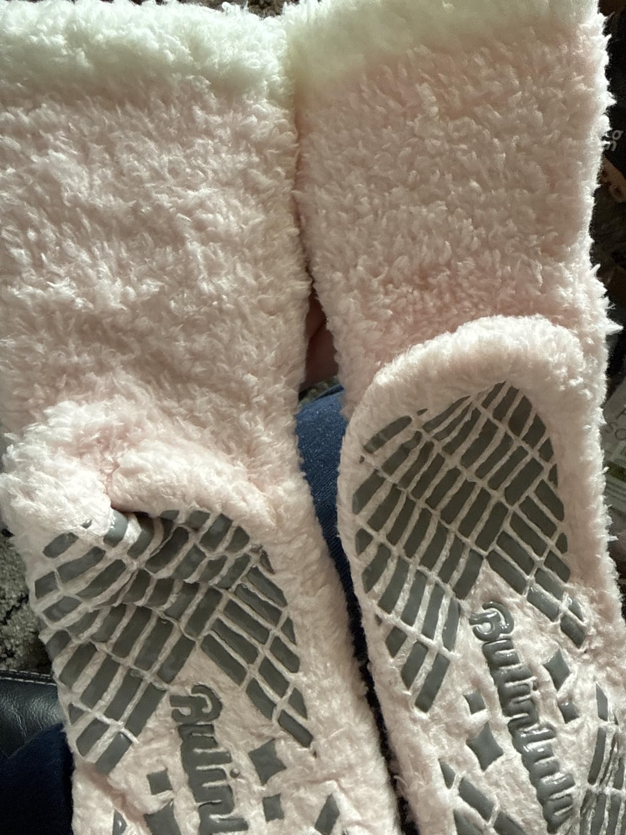 Bulinlulu Fuzzy Socks with Grips Plush Sleep Cozy Winter Soft Hospital Fluffy Socks for Womens Mens Mother's Day Gifts customer photo 1