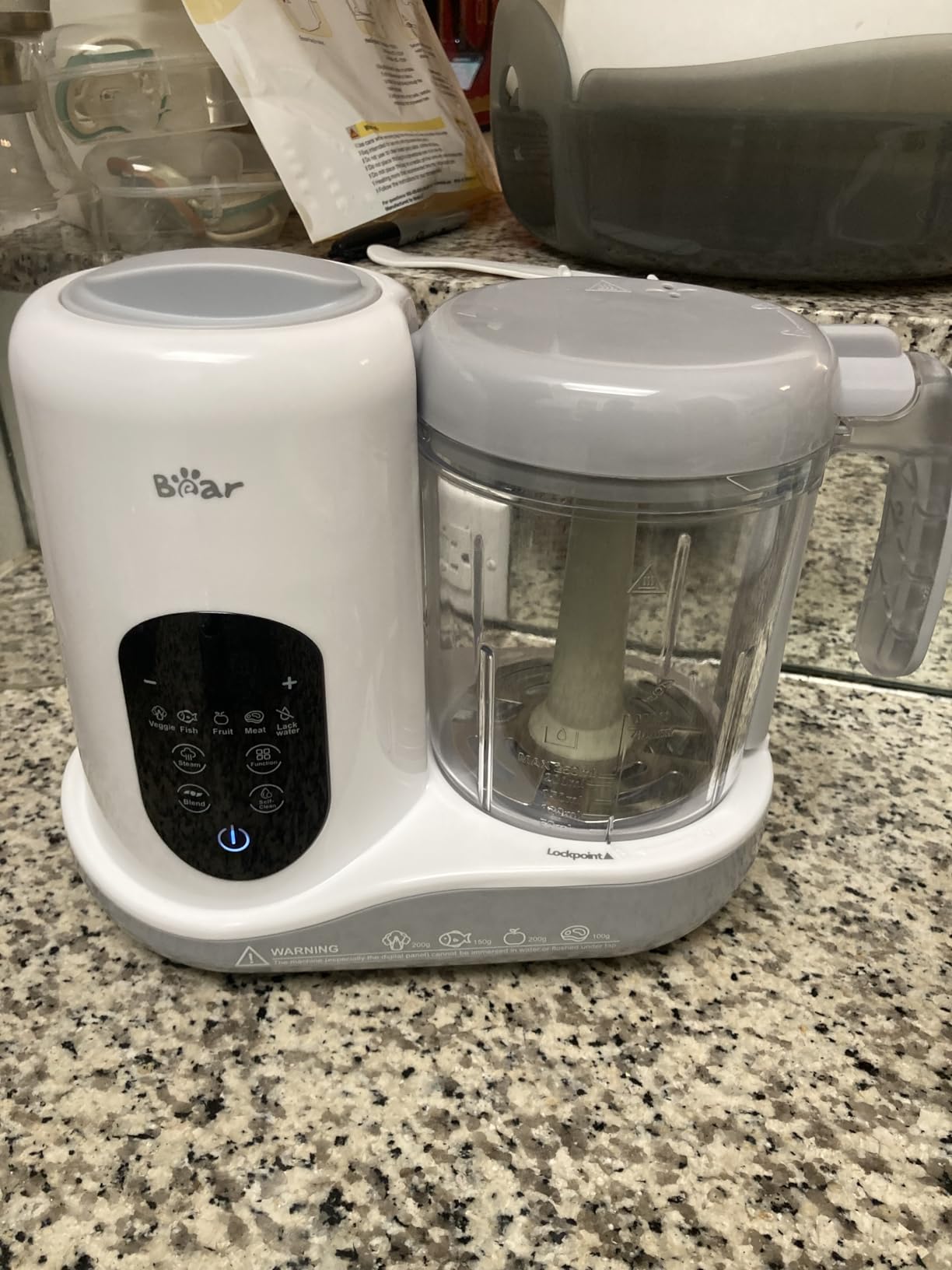 BEAR 2024 Baby Food Maker | One Step Baby Food Processor Steamer Puree Blender | Auto Cooking & Grinding | Baby Food Puree Maker with Self Cleans | Touch Screen Control, White customer photo 2