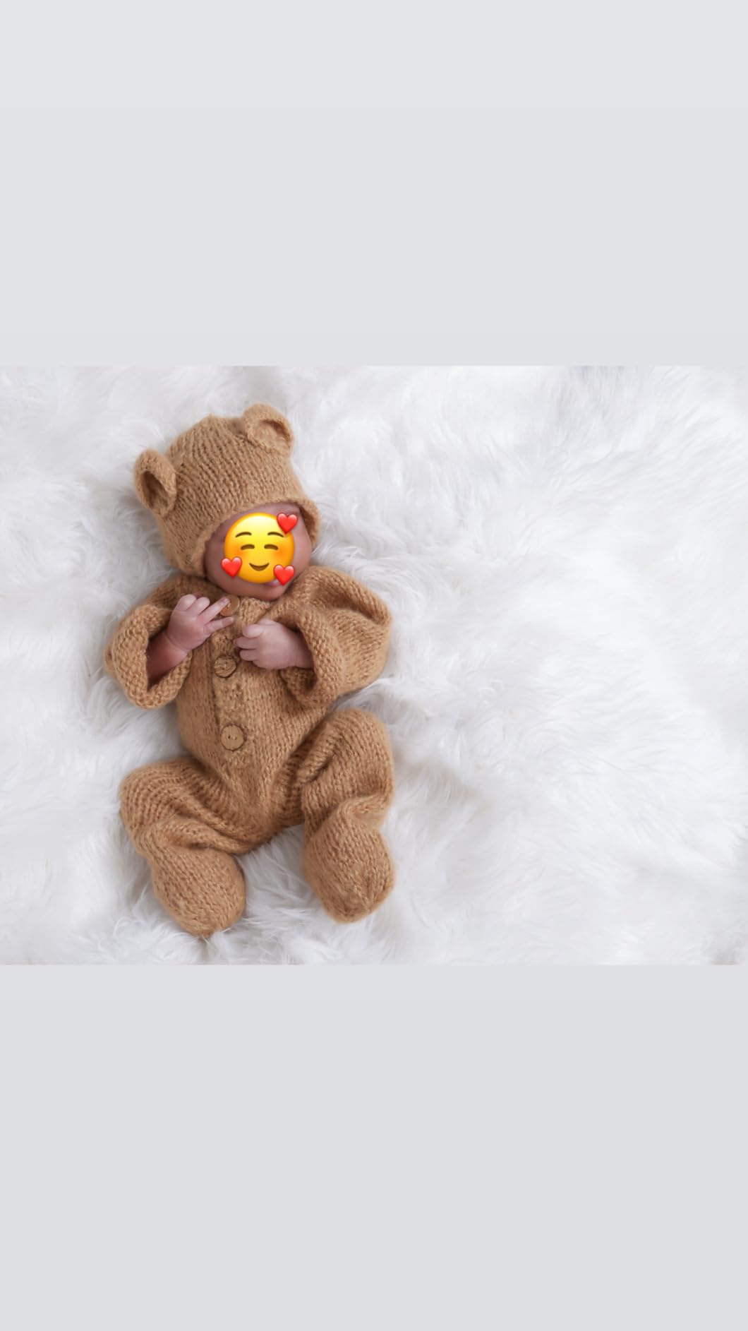 Vemonllas Newborn Photography Props Boys Girls Outfits Mohair Bear Hat Bonnet & Footed Romper Bodysuit Photoshoot Costume Set customer photo 1