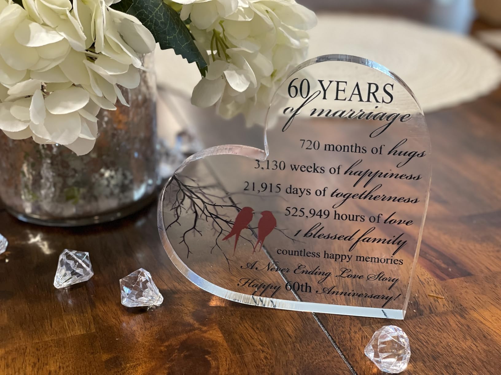 Qunclay 40th Years of Marriage Gift Wedding Anniversary Souvenir Heart Marriage Keepsake Decoration Present for Couple Parent Women Mom Husband Wife He She Friend Grandparents customer photo 1
