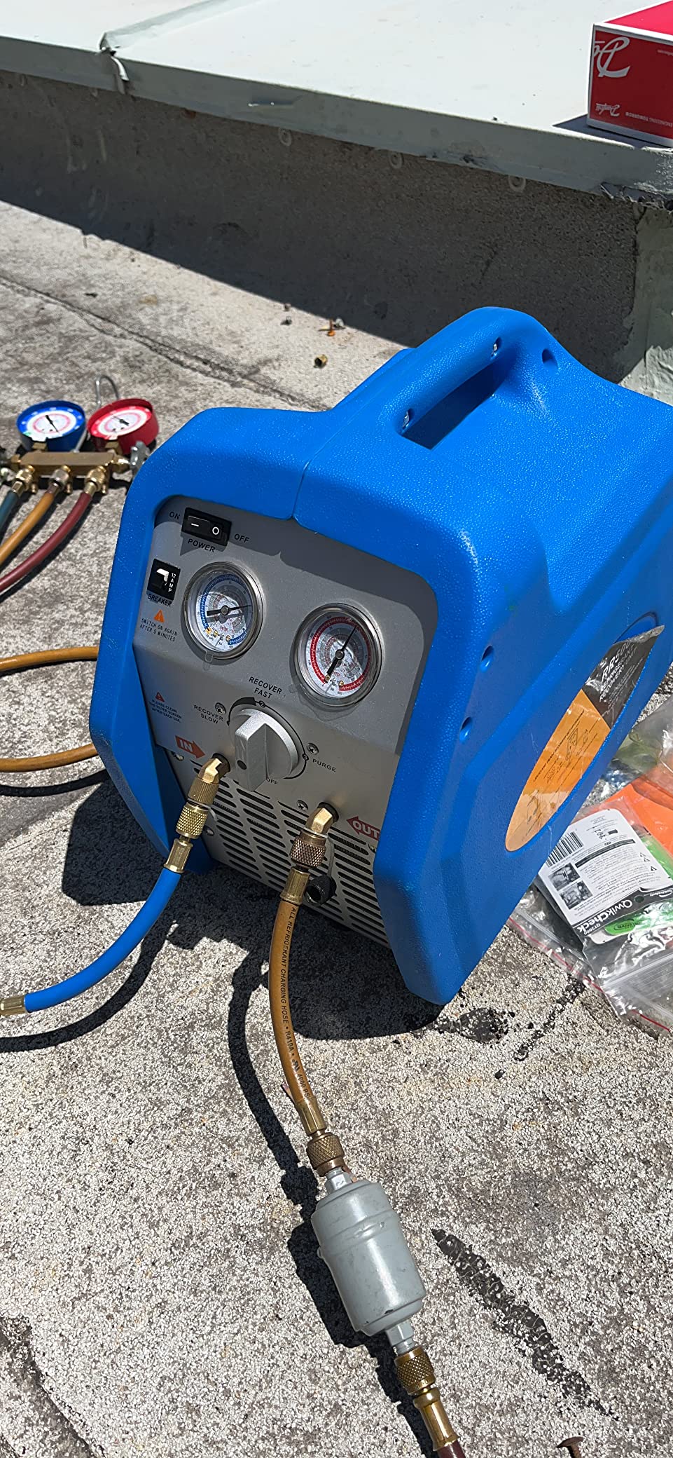 1HP Dual Cylinder Refrigerant Recovery Machine, 110V-120V 60Hz Portable Oil-less Freon Recycling Unit for Both Liquid and Vapor Refrigerant, for Automotive A/C System, Household HVAC System customer photo 1