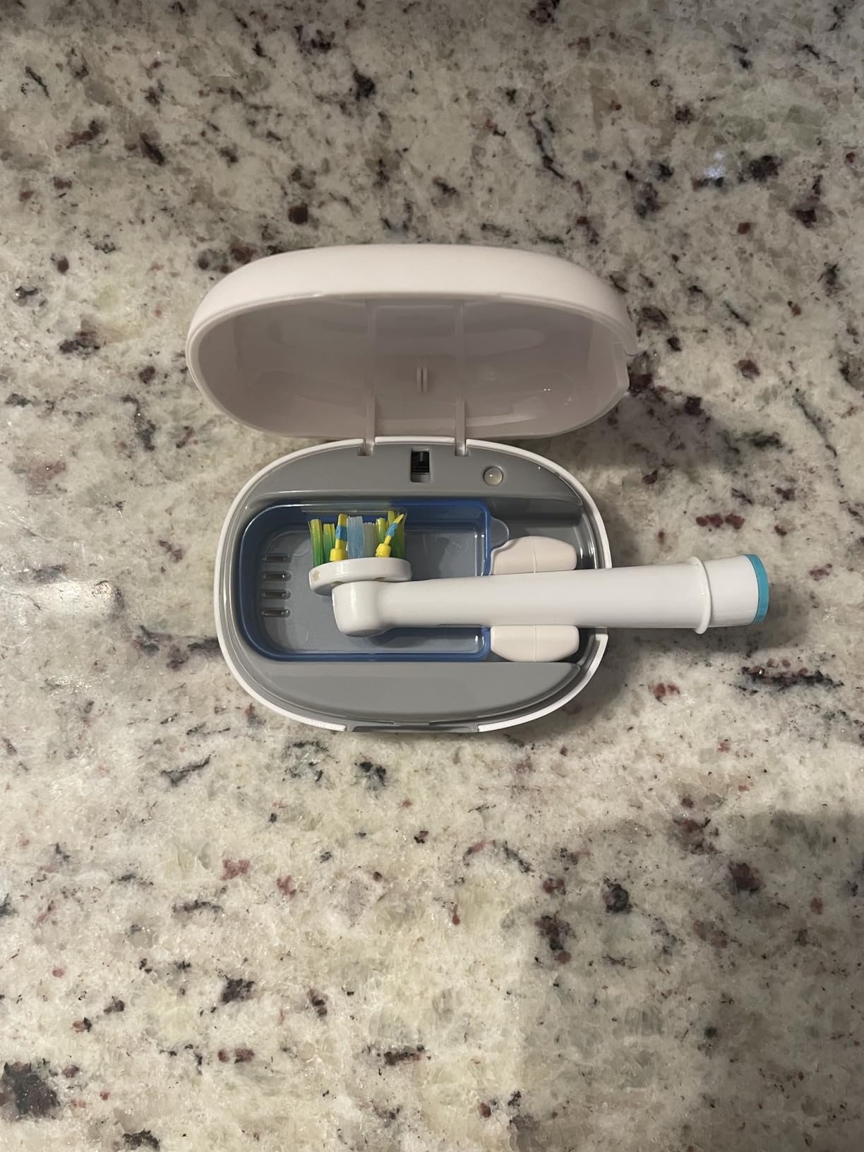 MONESAO Toothbrush Sanitizer Case, Toothbrush Covers with Holder, Rechargeable Travel Home Toothbrush And Holder, Cleaner Case for All Electric And Manual Toothbrushes (Blue) customer photo 1
