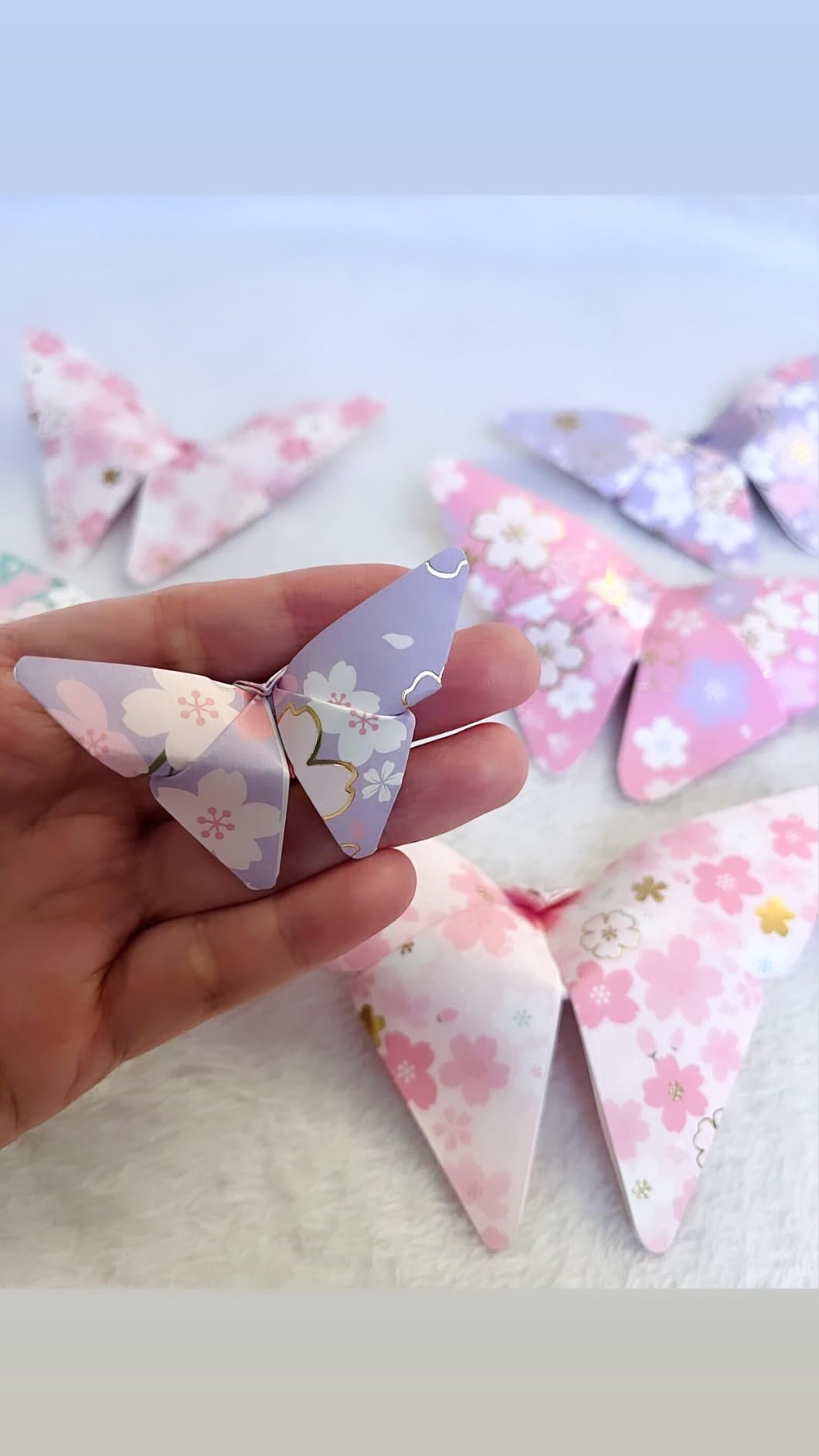 112 Sheets Heavier Origami Paper Japanese Cherry Blossom Pattern Sakura Bronzing Chiyogami 6