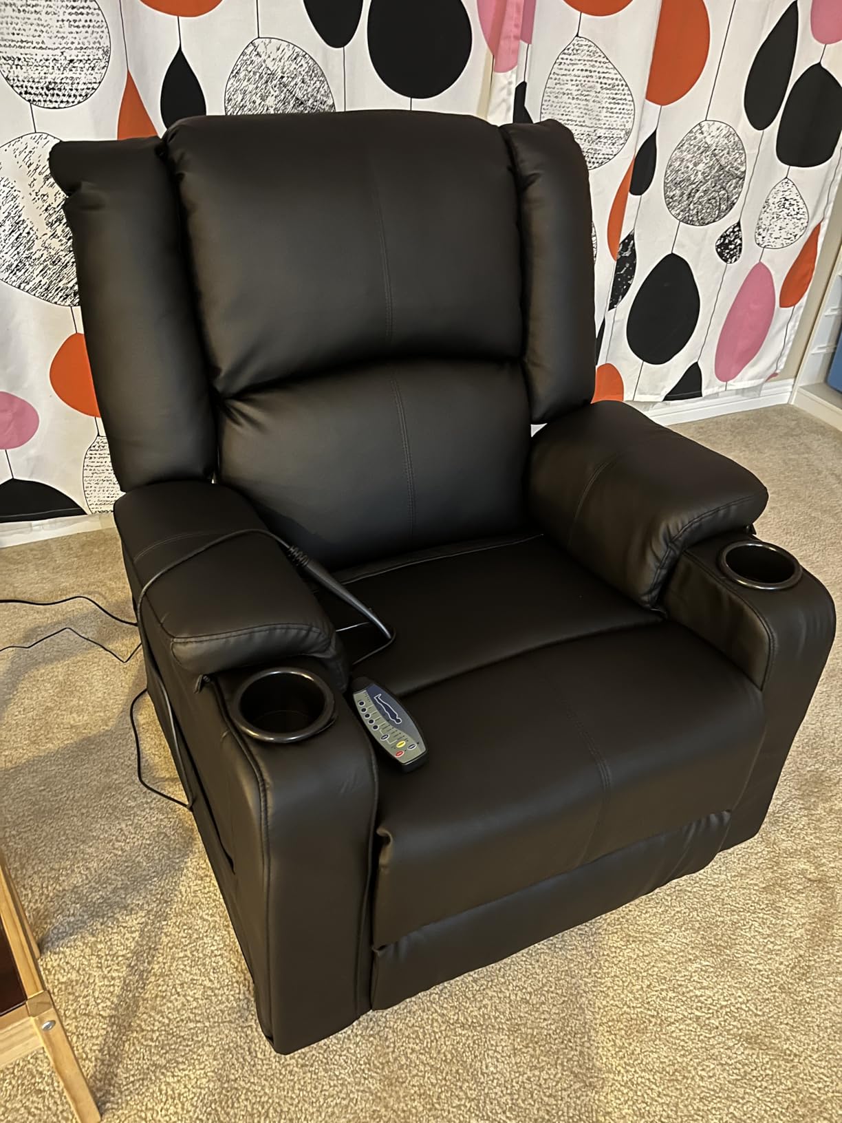 COMHOMA Power Lift Recliner for Elderly, Lift Chair with Heat and Massage, PU Recliner Sofa with 2 Side Pockets and Infinite Position for Living Room, Black customer photo 1