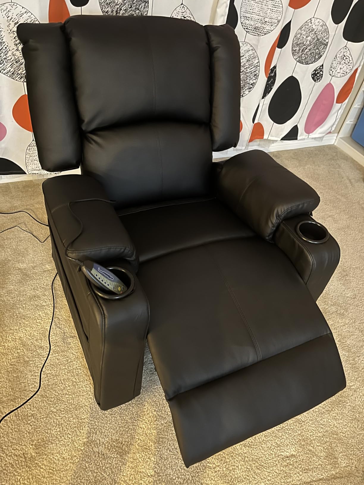 COMHOMA Power Lift Recliner for Elderly, Lift Chair with Heat and Massage, PU Recliner Sofa with 2 Side Pockets and Infinite Position for Living Room, Black customer photo 2
