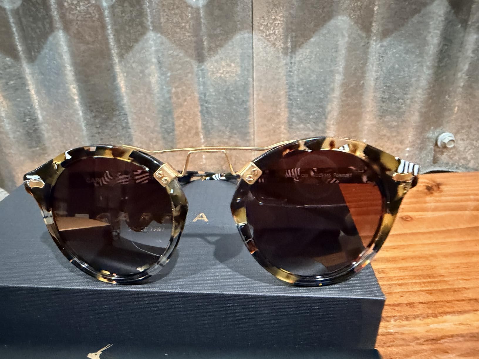 Carfia Small Face Acetate Polarized Sunglasses for Women UV Protection, Retro Double Bridge Eyewears Metal Brow Round Sunnies customer photo 2