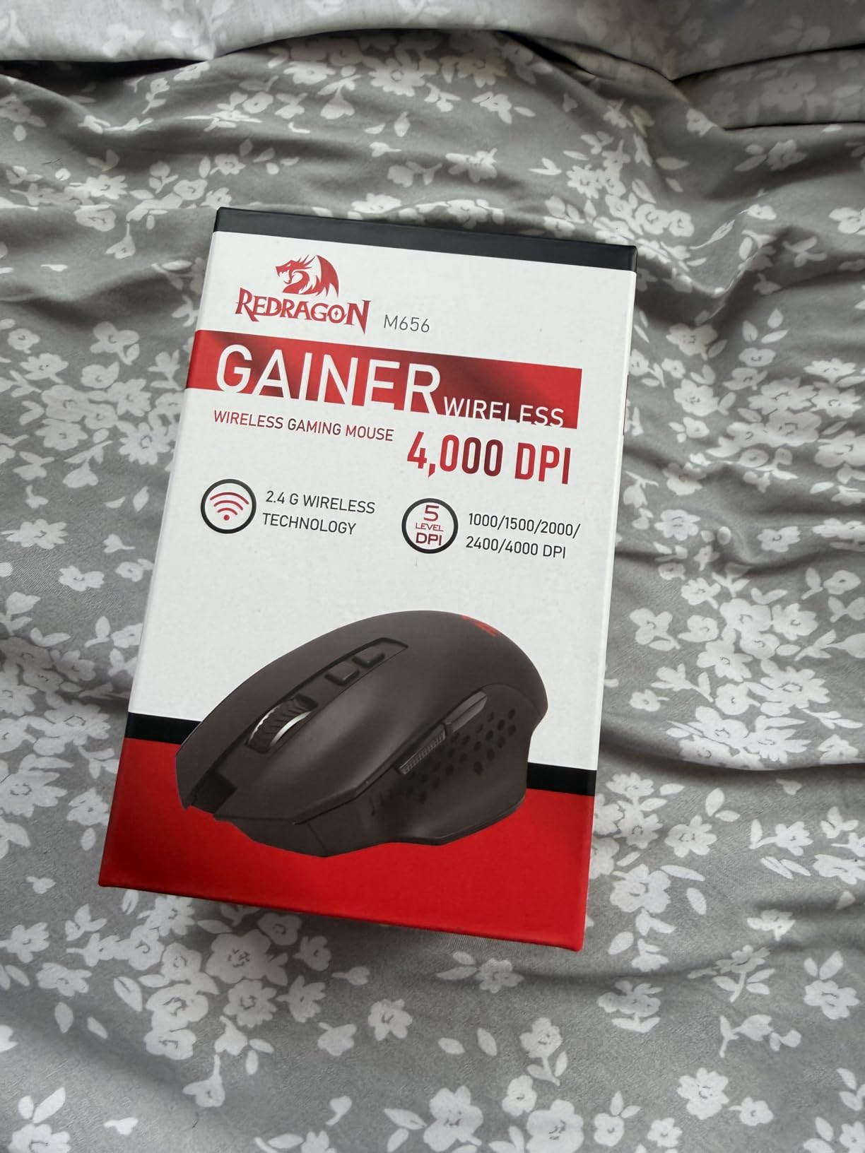 Redragon M656 Gainer Wireless Gaming Mouse, 4000 DPI 2.4Ghz Wireless Mouse w/ 5 DPI Levels, 7 Macro Buttons, Red LED Backlit & Pro Software/Drive Supported, for PC/Mac/Laptop customer photo 1