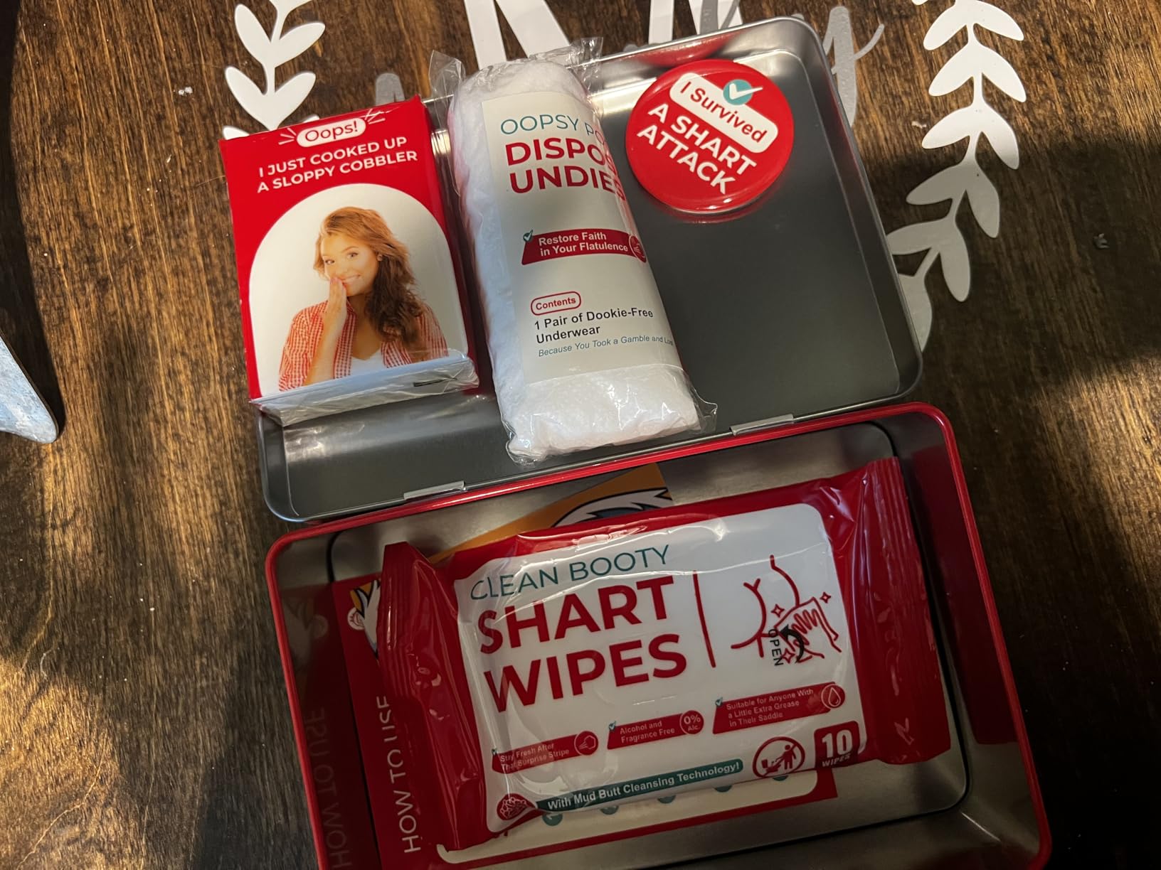 Funny Shart Survival Kit by Witty Yeti. Ultimate Poop Prank Gag Gift Set Contains Wet Wipes, Disposable Underwear, Tissues and Hilarious Badge. Novelty Fart Potty Pack Great for Friends or Family customer photo 1