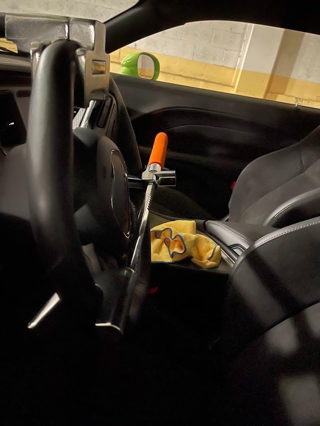 Tevlaphee Steering Wheel Lock with Alarm, Heavy Duty Anti-Theft Car Device Car Lock Car Theft Prevention Universal Fit for Vehicle Truck Van SUV Car Security with 2 Keys customer photo 1