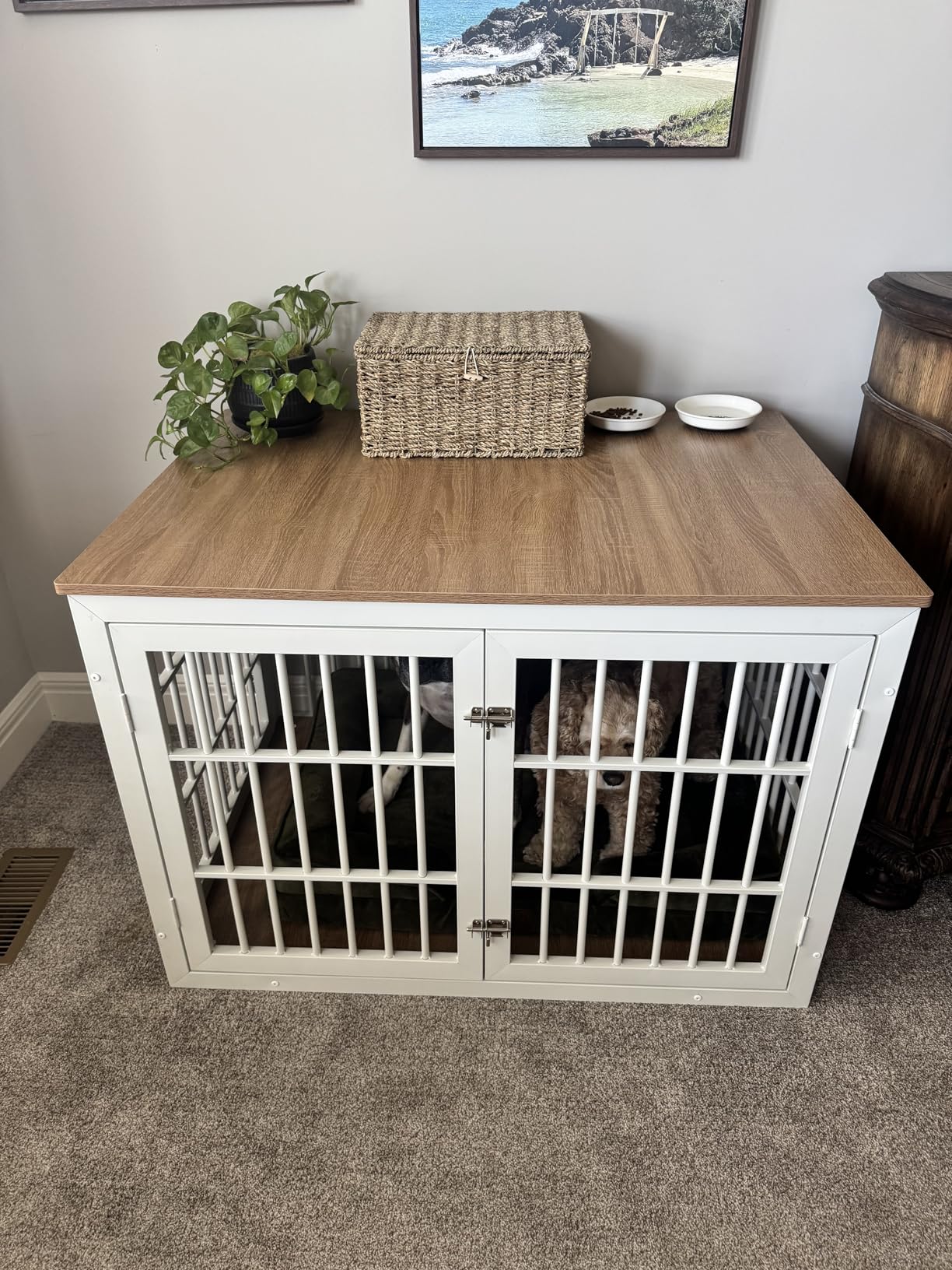 38 Inch Heavy Duty Dog Crate Furniture for Large and Medium Dogs, Decorative Pet House End Table, Wooden Cage Kennel Furniture Indoor, Rustic Brown customer photo 2