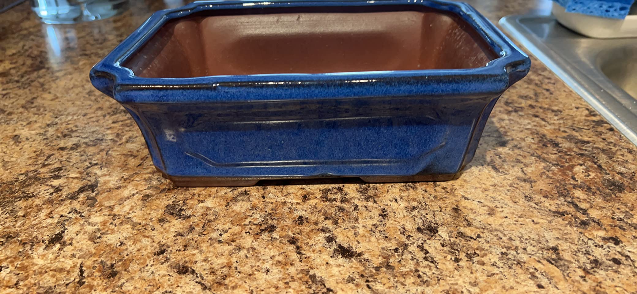 MUZHI 3 Pack Ceramic Rectangular Bonsai Tree Planter Pot Set 6in/7in/9in, Blue Glazed with Mesh Hole Screens customer photo 1