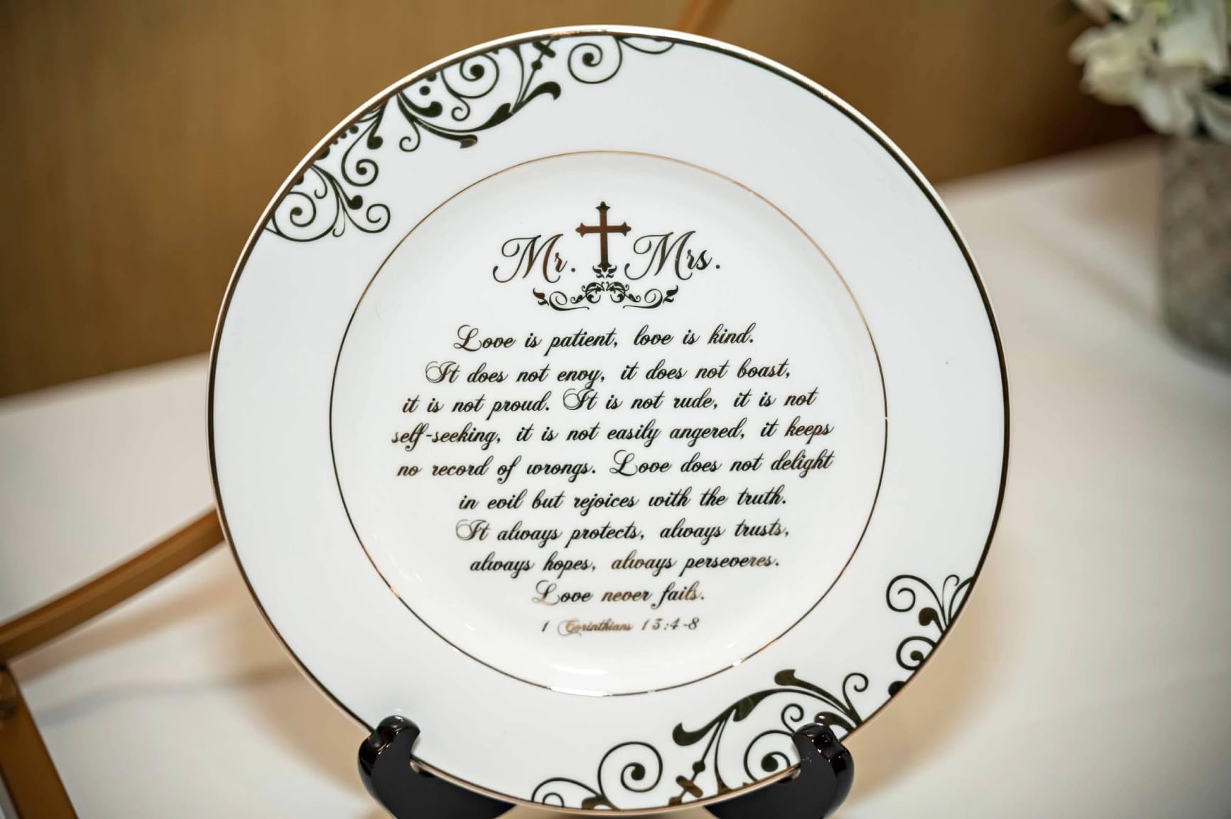 Urllinz 40th Anniversary Wedding Gifts for Wife - 40 Year Anniversaty Plate with 24k Gold Foil, Happy Decorations for Couple Parents Him Her Husband, Ceramic 9