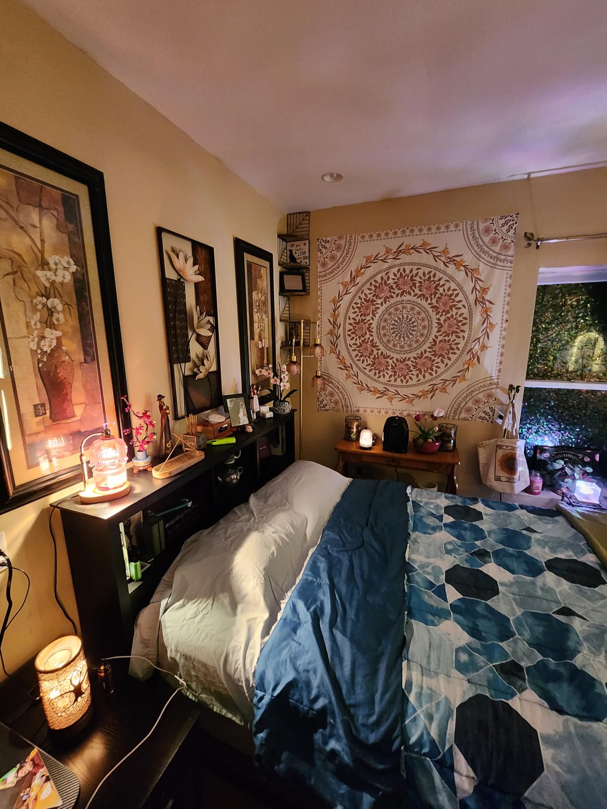 FLY SPRAY Mandala Tapestry Aesthetic, Boho Tapestry Wall Hanging, Pink Floral Medallion Tapestries, Bohemian Wall Art Hippie Decor for Bedroom Living Room Dorm customer photo 1