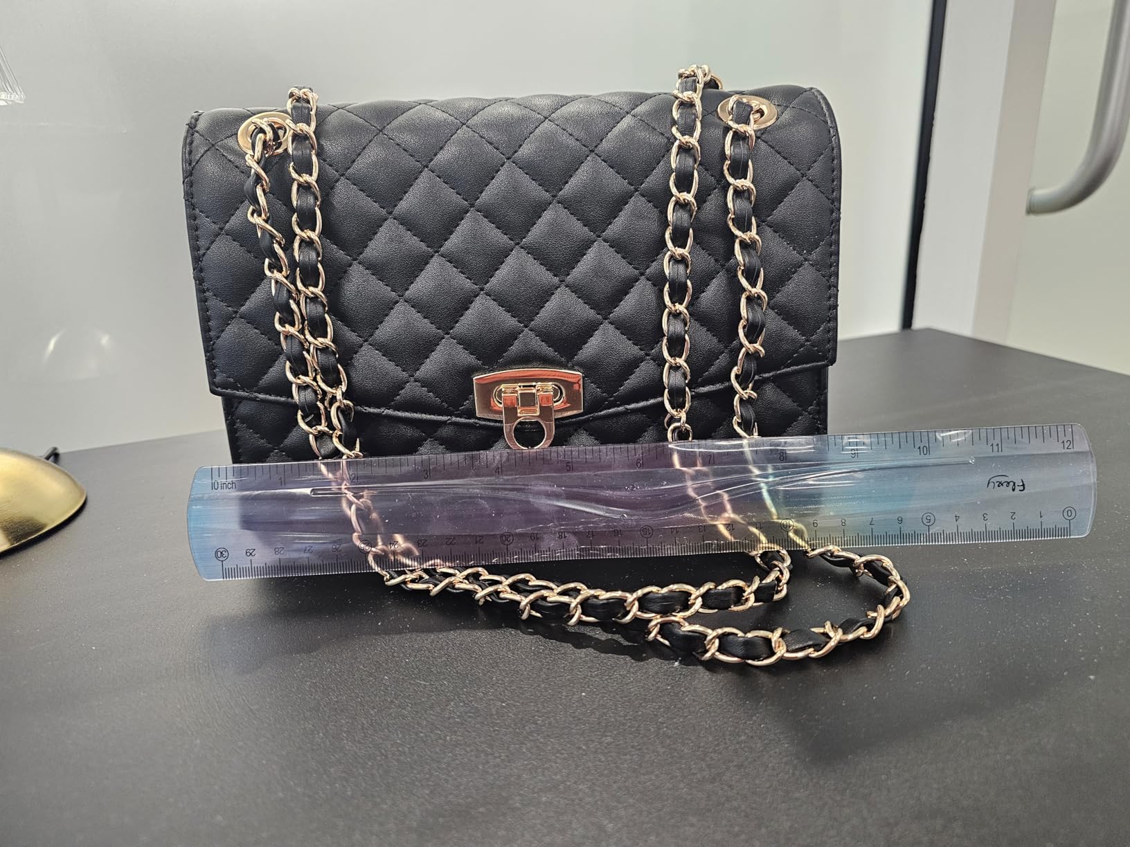GM LIKKIE Quilted Shoulder Bag for Women, Medium Flap Crossbody Handbag with Chain Strap, Soft Vegan Leather Clutch Purse customer photo 1