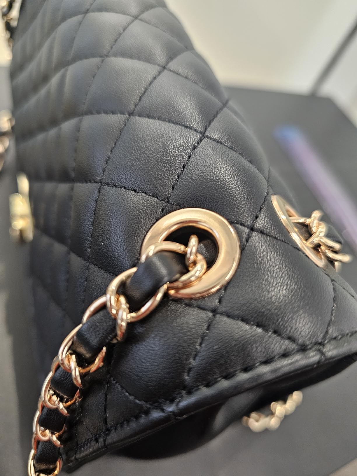 GM LIKKIE Quilted Shoulder Bag for Women, Medium Flap Crossbody Handbag with Chain Strap, Soft Vegan Leather Clutch Purse customer photo 2