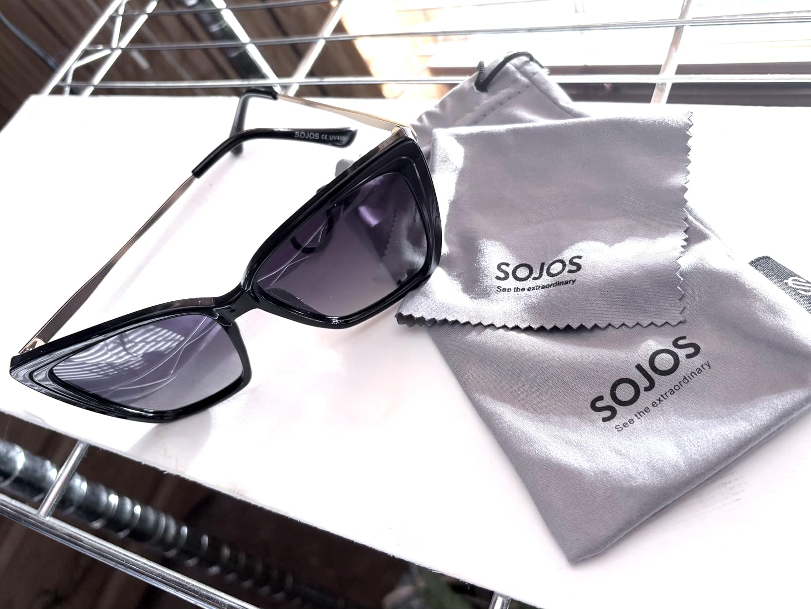 Trendy Polarized Sunglasses For Women Retro Womens Oversized Square Cat Eye Sun Glasses UV Protection SJ2206 customer photo 2